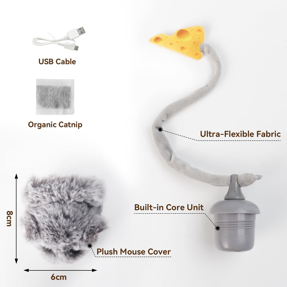 Migipaws MigiMouse gros plan tissu peluche durable résistant griffes