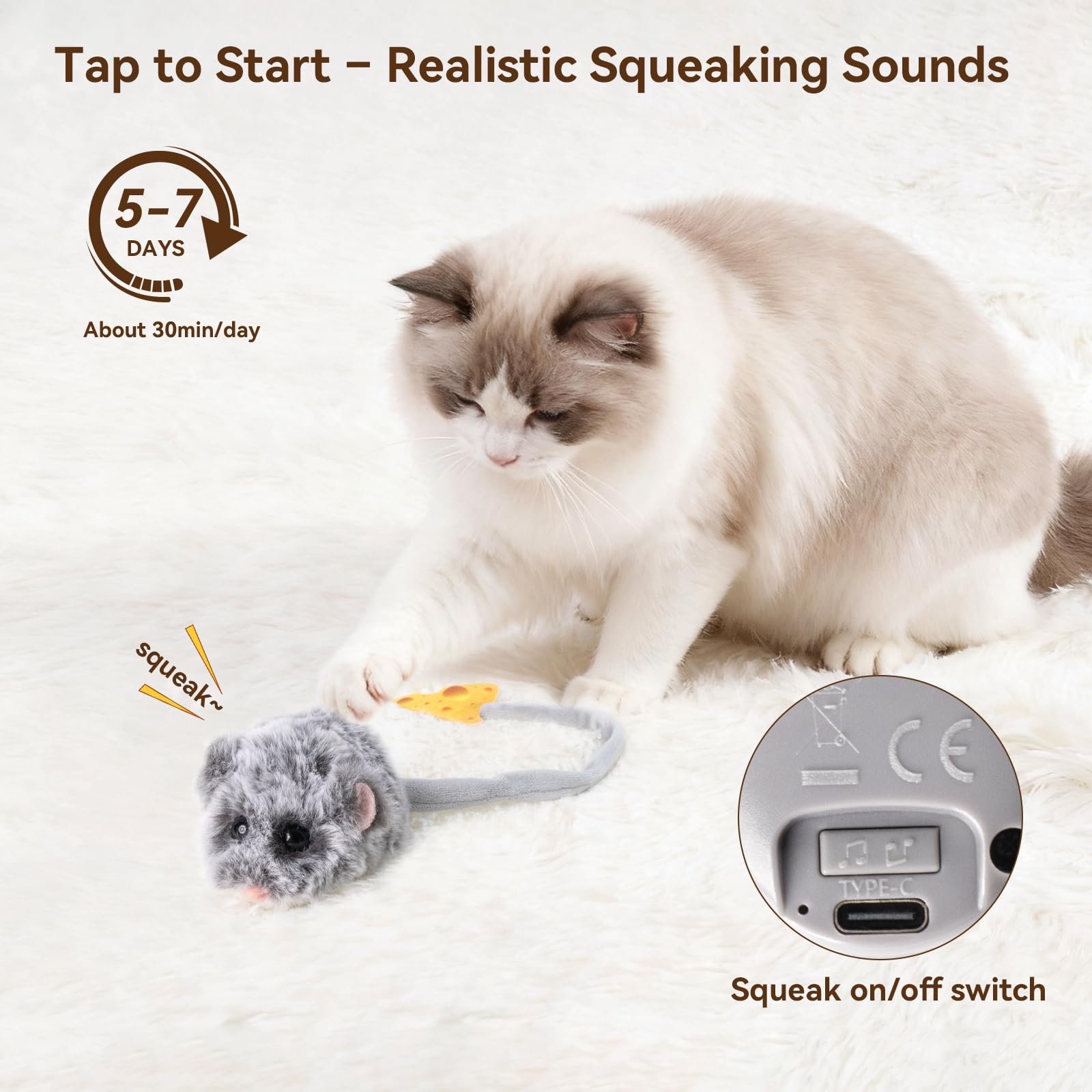Migipaws MigiMouse roulant en action montrant mouvement 360 degrés
