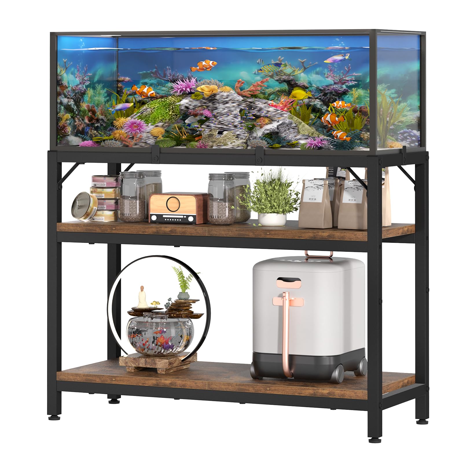MILEFA vue de face du meuble 31,5" offrant stabilité pour aquarium