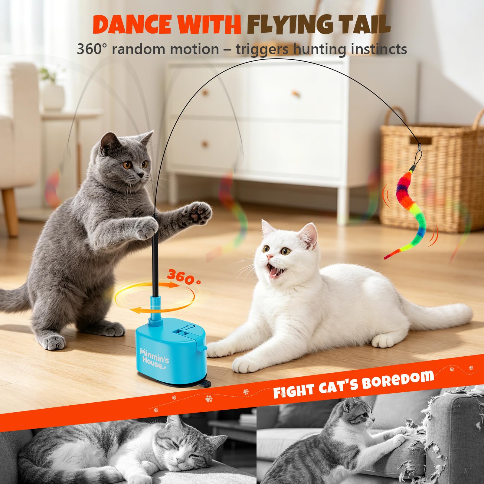 Minmin's House gros plan de la tige plumeuse flexible, encourage le jeu actif