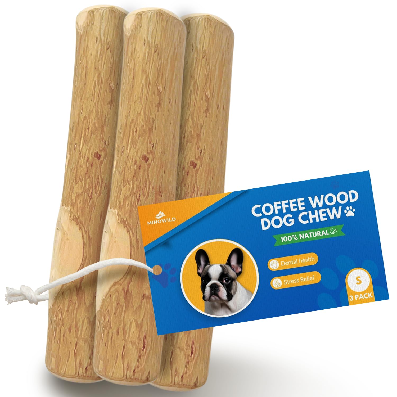 MINOWILD emballage frontal montrant le lot de trois bâtonnets et la sécurité