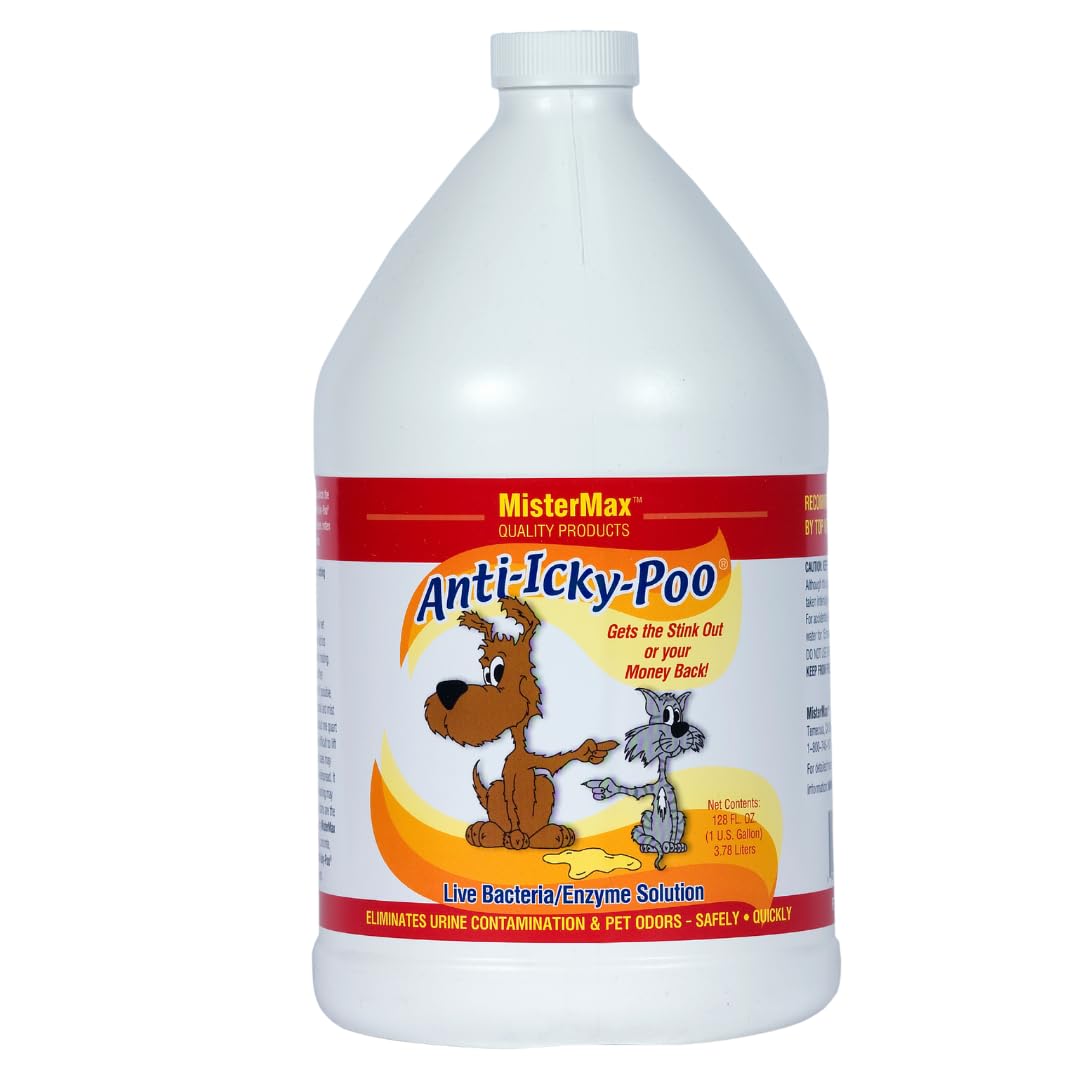 Mister Max bouteille d'un gallon montrant l'emballage et informations produit, efficacité visible