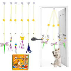 Mitubati vue avant du paquet montrant les six jouets suspendus et bénéfice stimulation