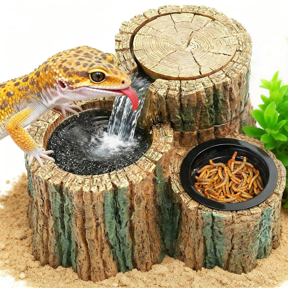 MIXJOY fontaine frontale montrant design naturel et accessibilité pour reptiles