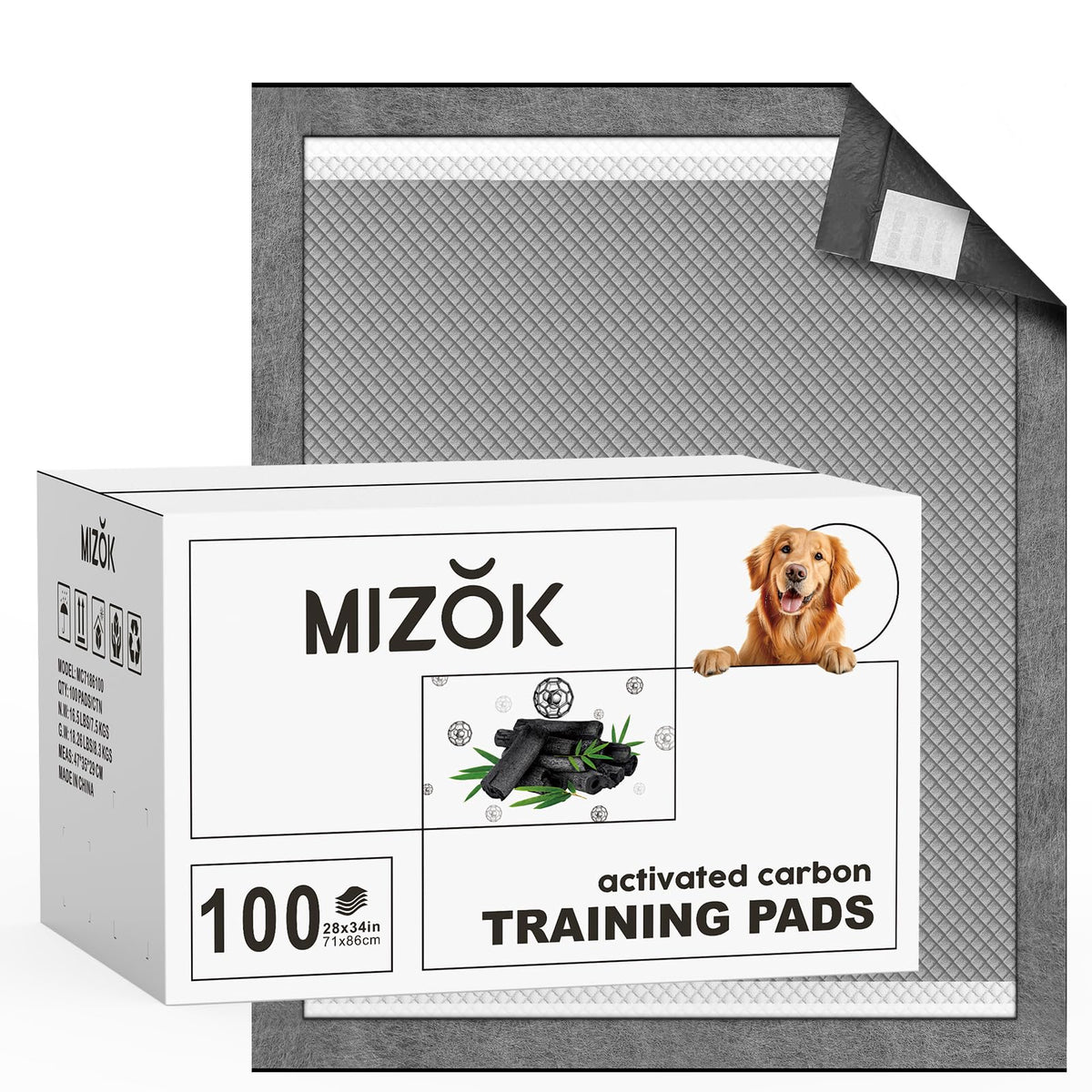 MIZOK face de l'emballage montrant le lot de 100 unités et l'info pratique