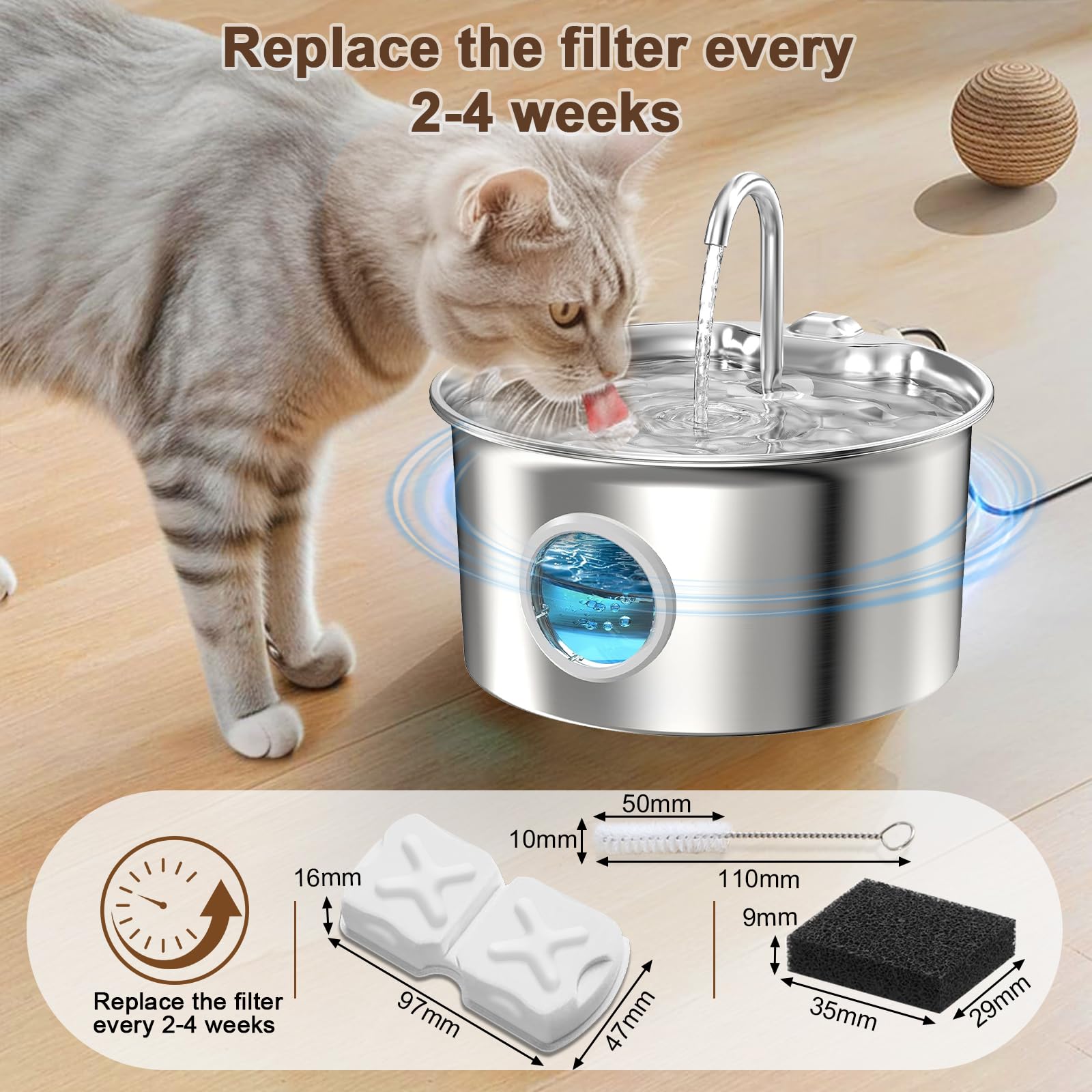 MJYNITE fontaine en usage avec chat buvant, encourage meilleure hydratation