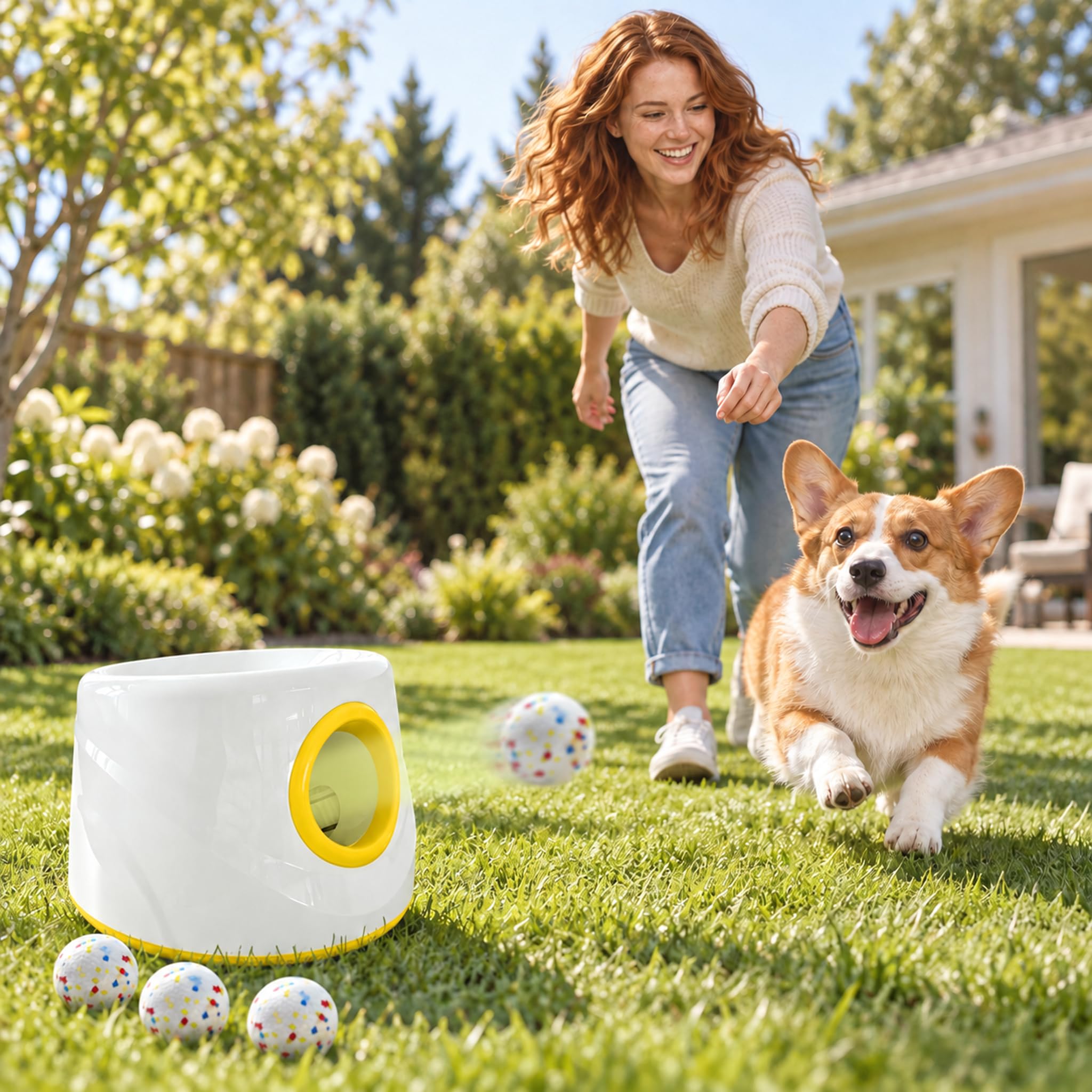 Mloowa lanceur en usage avec chiot illustrant stimulation et jeu