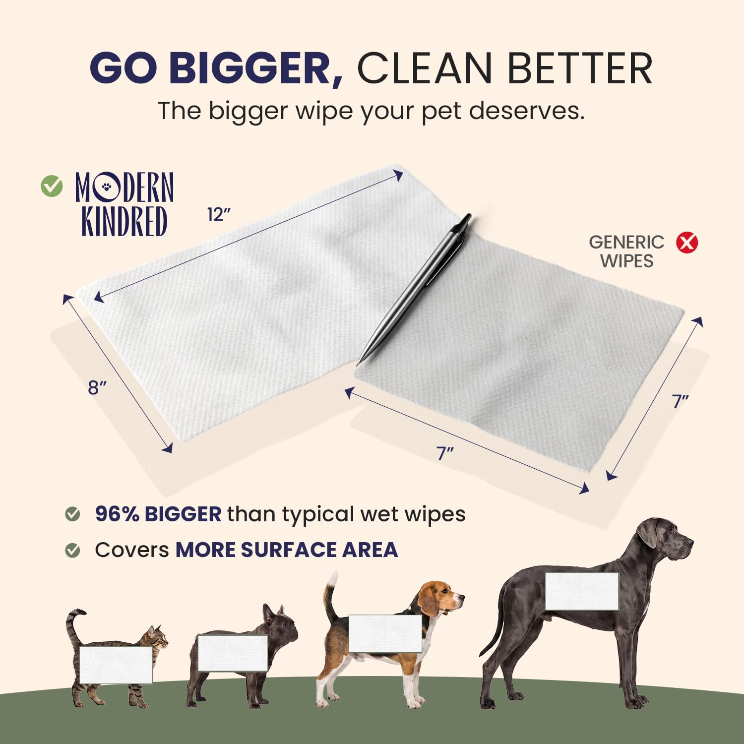 Modern Kindred lingette dépliée 8x12 pouces, grande surface pour nettoyer rapidement