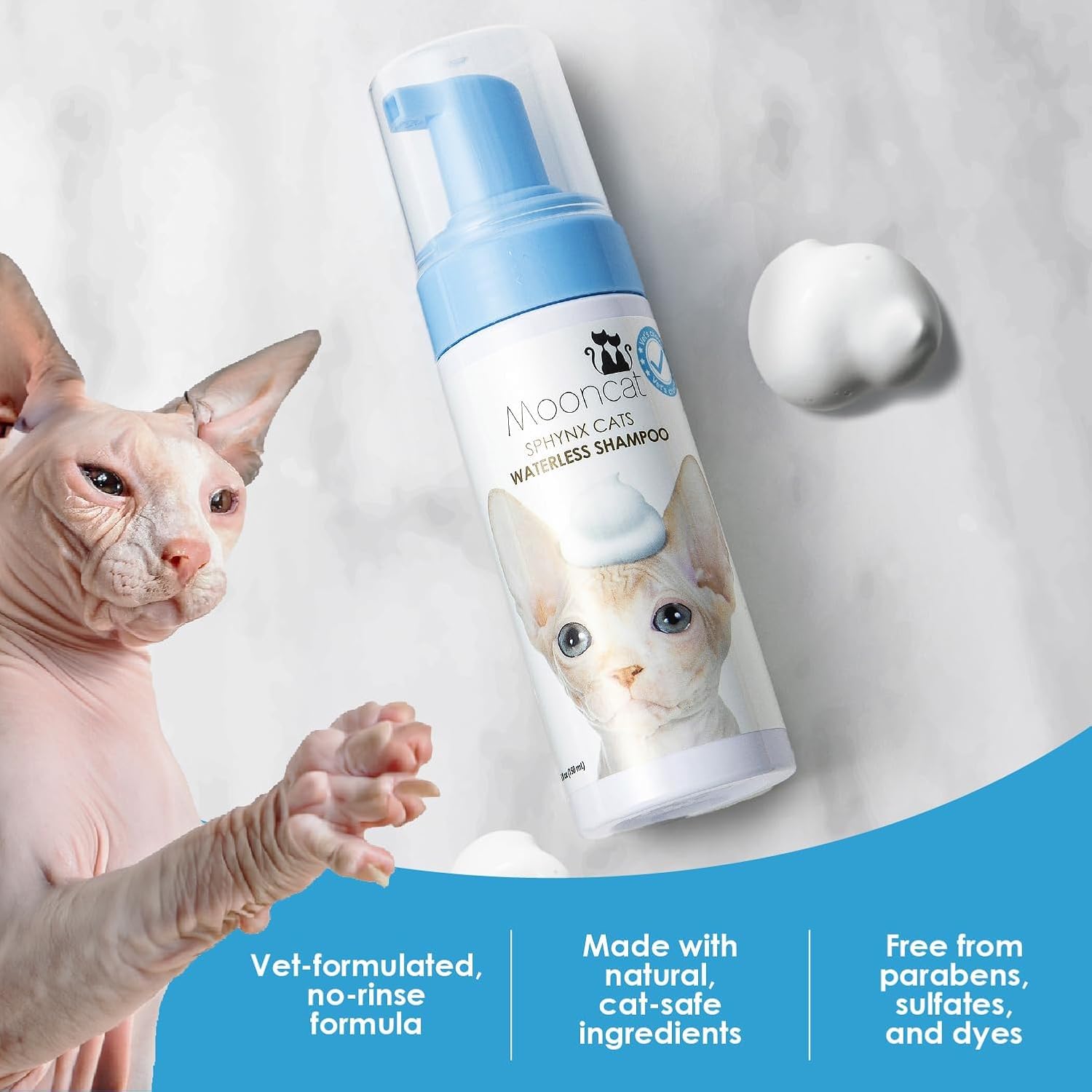 Mooncat flacon à côté d’objet pour comparaison de taille pratique