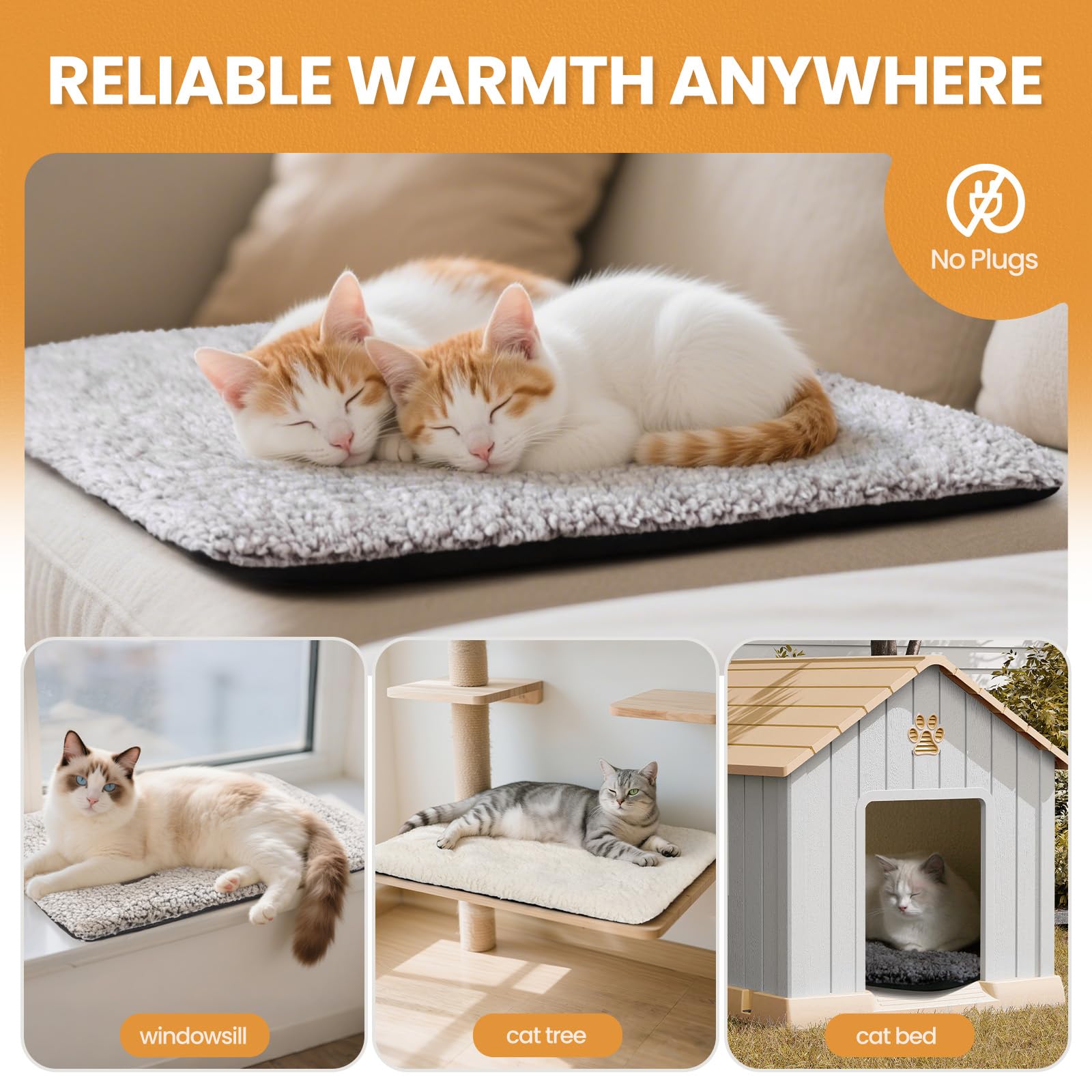 Mora Pets tapis placé dans un abri extérieur, chaleur sûre sans électricité