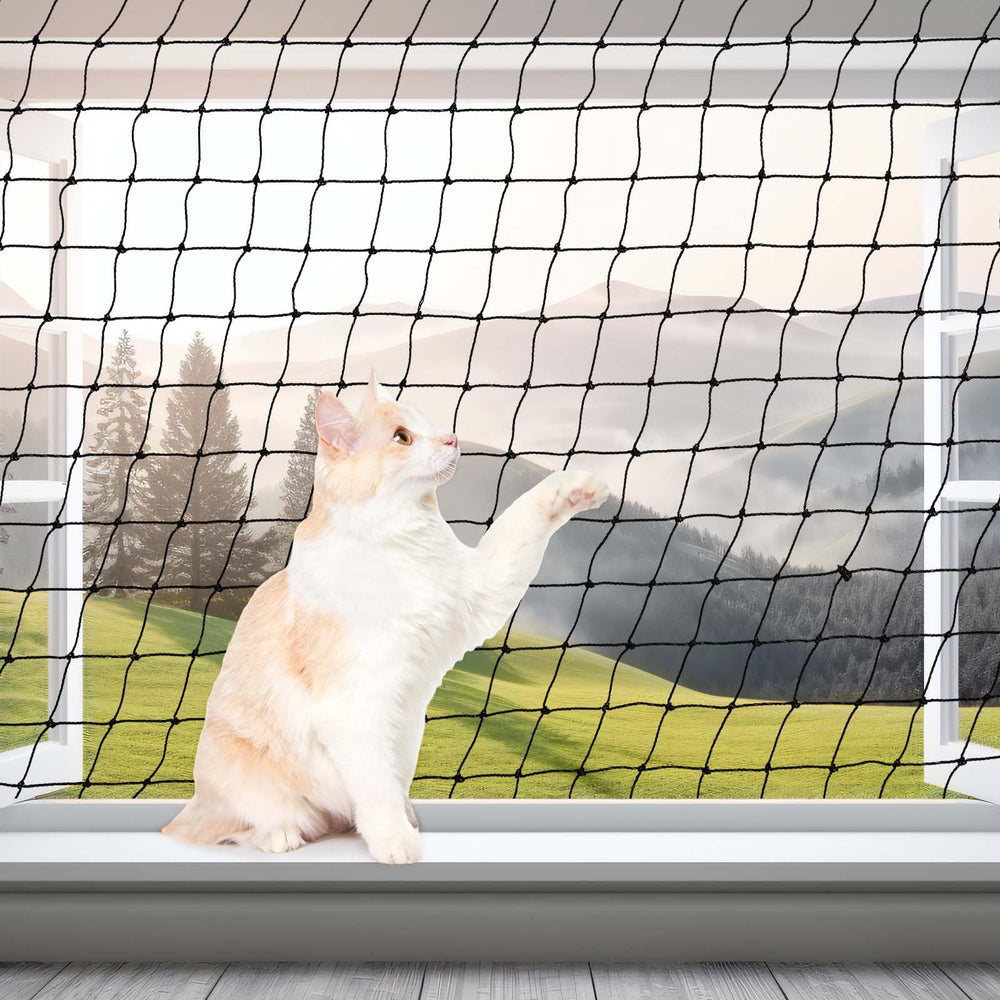 MorningRo filet installé sur balcon avec chat profitant sécurité extérieure