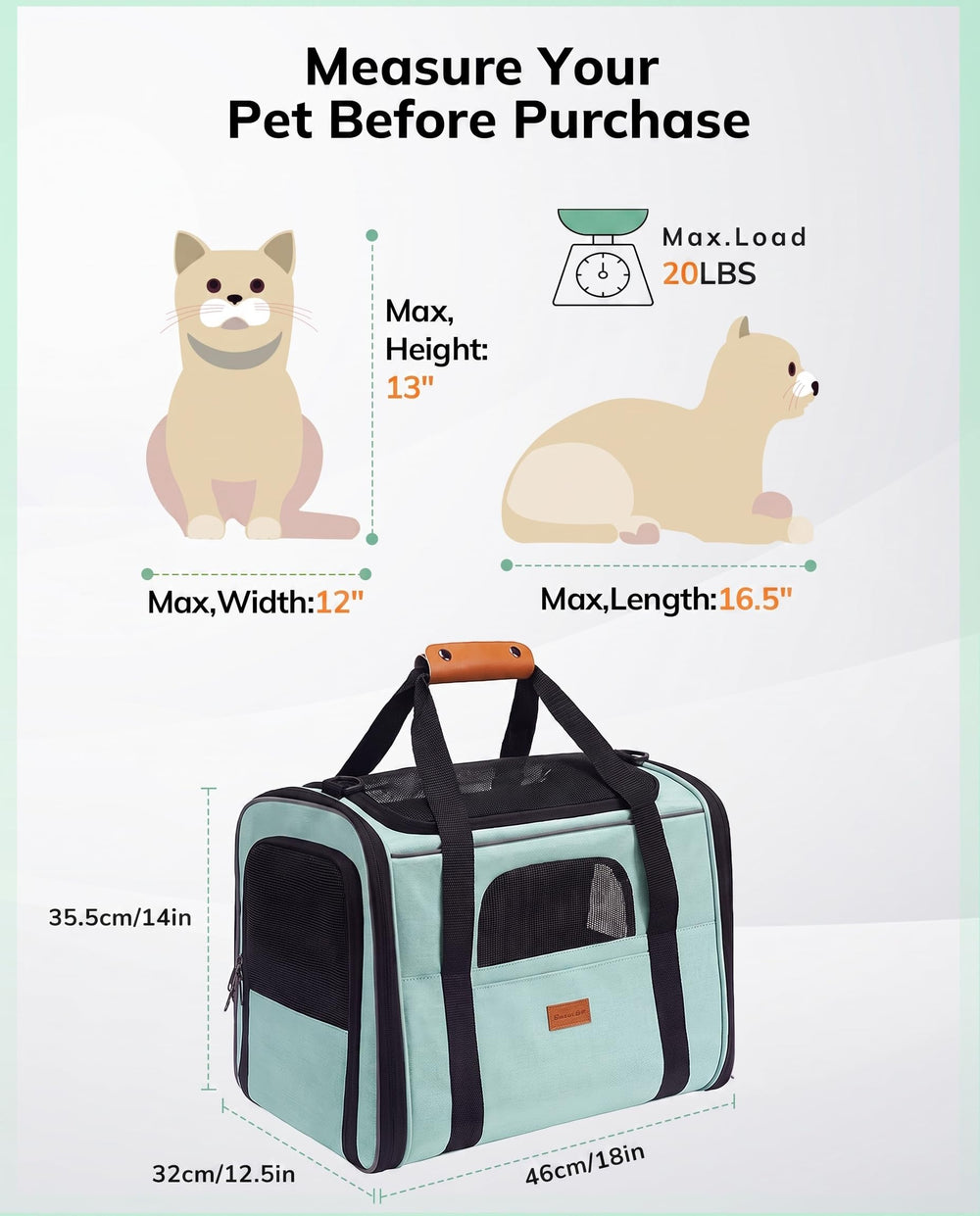 morpilot comparaison taille montrant espace pour animal jusqu'à 9 kg