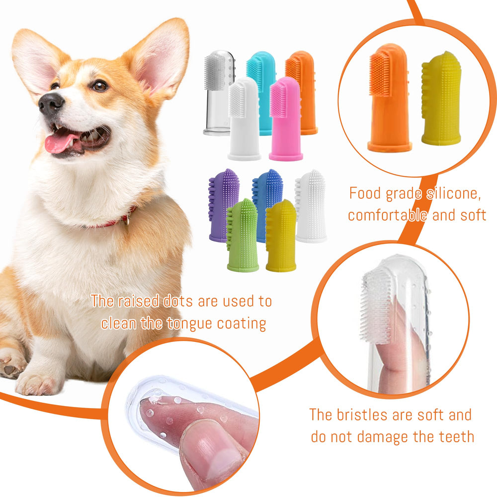 MOSIOBERDAVIAN brosse à doigt en usage sur un chien pour nettoyage précis