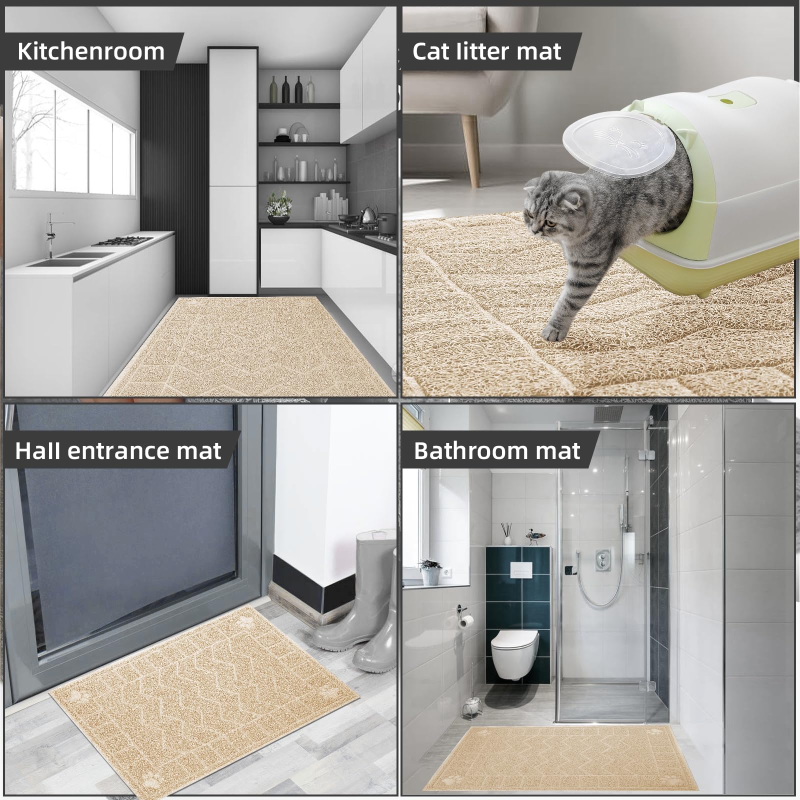 Motsamla tapis en entrée usage polyvalent protégeant sol et accueillant