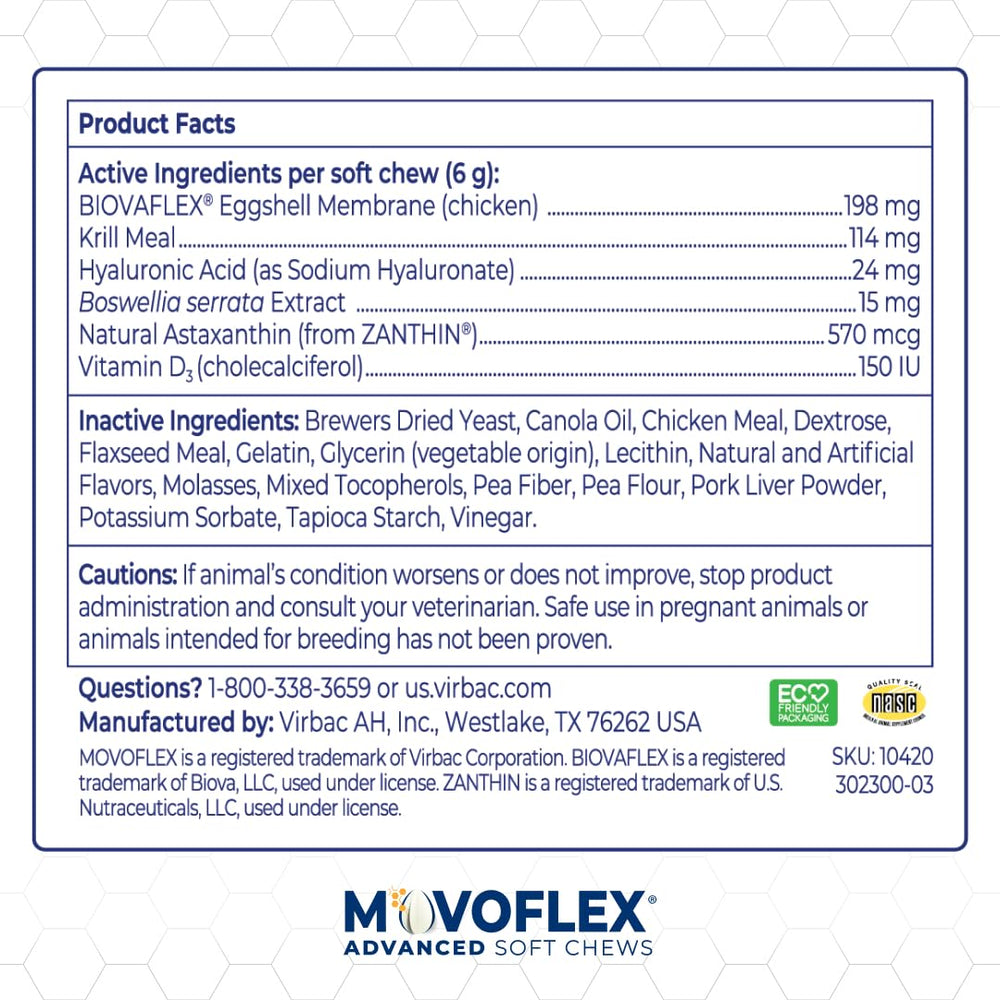 MOVOFLEX etiquette ingredients bénéfice : formulation vétérinaire transparente