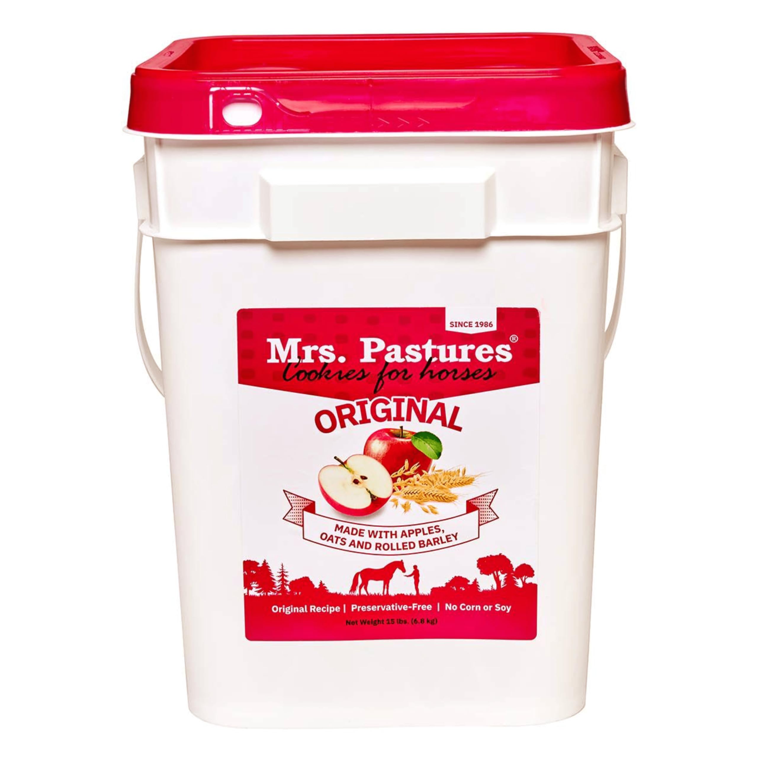 Mrs. Pastures seau face montrant capacité et format pratique