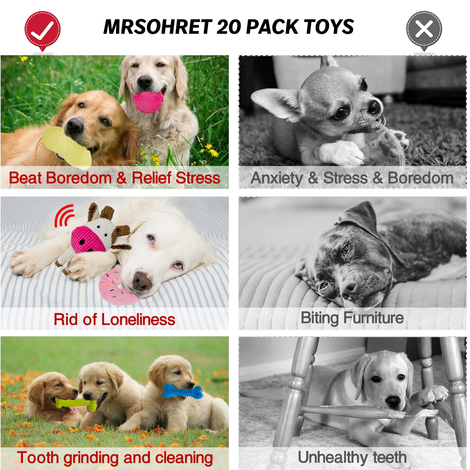 MRSOHRET peluches à couineur détail pour stimulation auditive et confort