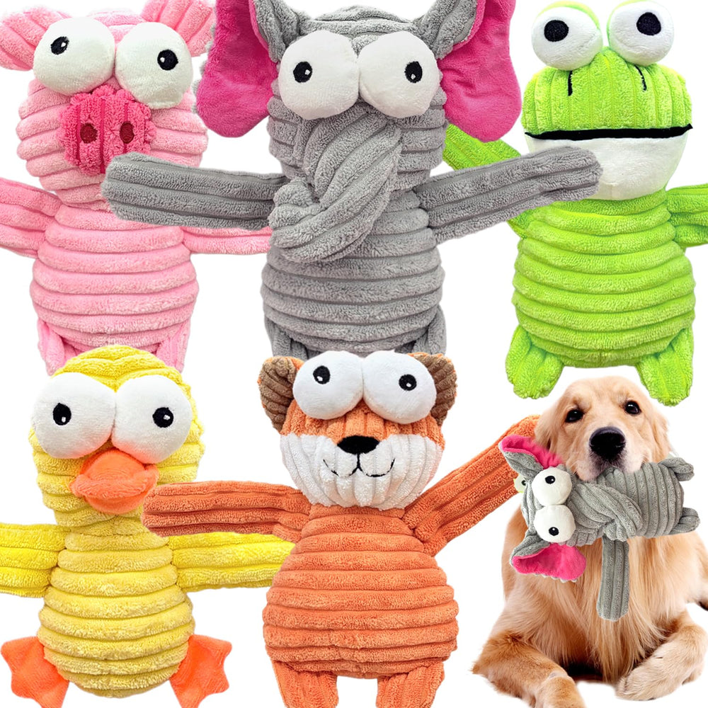 MRSOHRET pack de cinq peluches vue frontale attirant l'attention de l'animal
