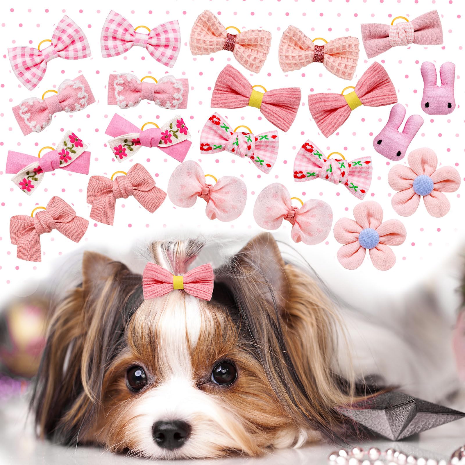 Mruq pet nœud porté lors d'une fête canine, look élégant et photogénique