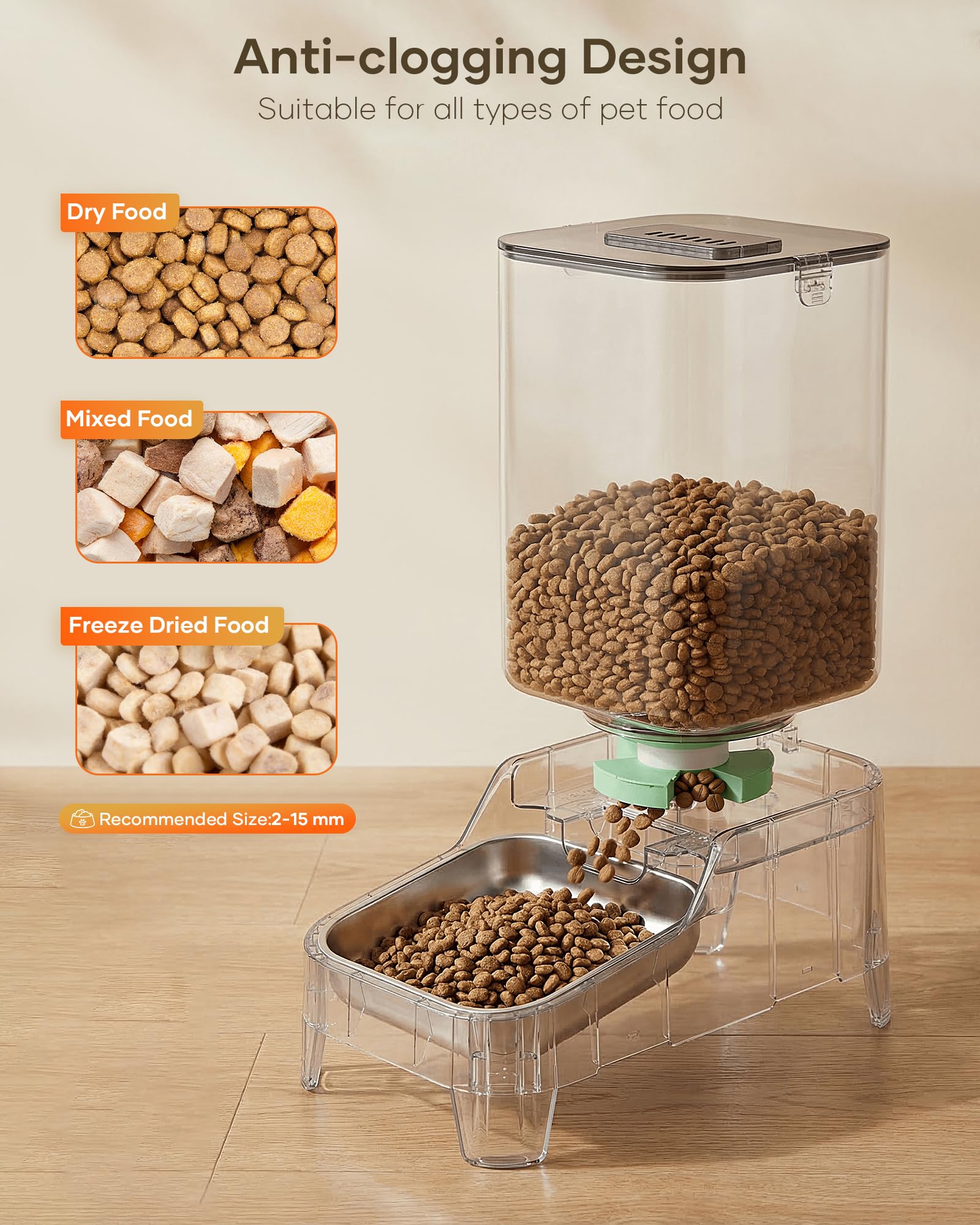 MUBBI rotor anti-bouchage en gros plan assurant flux régulier des croquettes