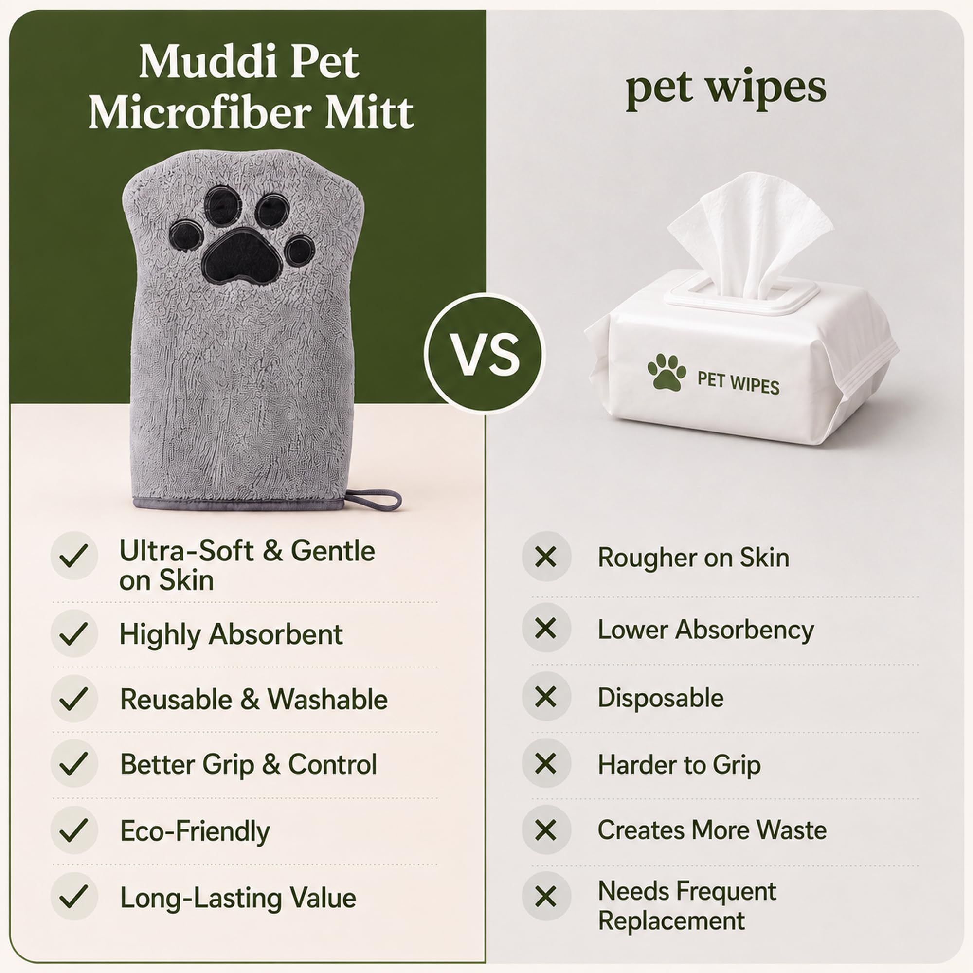 Muddi Pet gant rangé dans sac de voyage, solution compacte et réutilisable