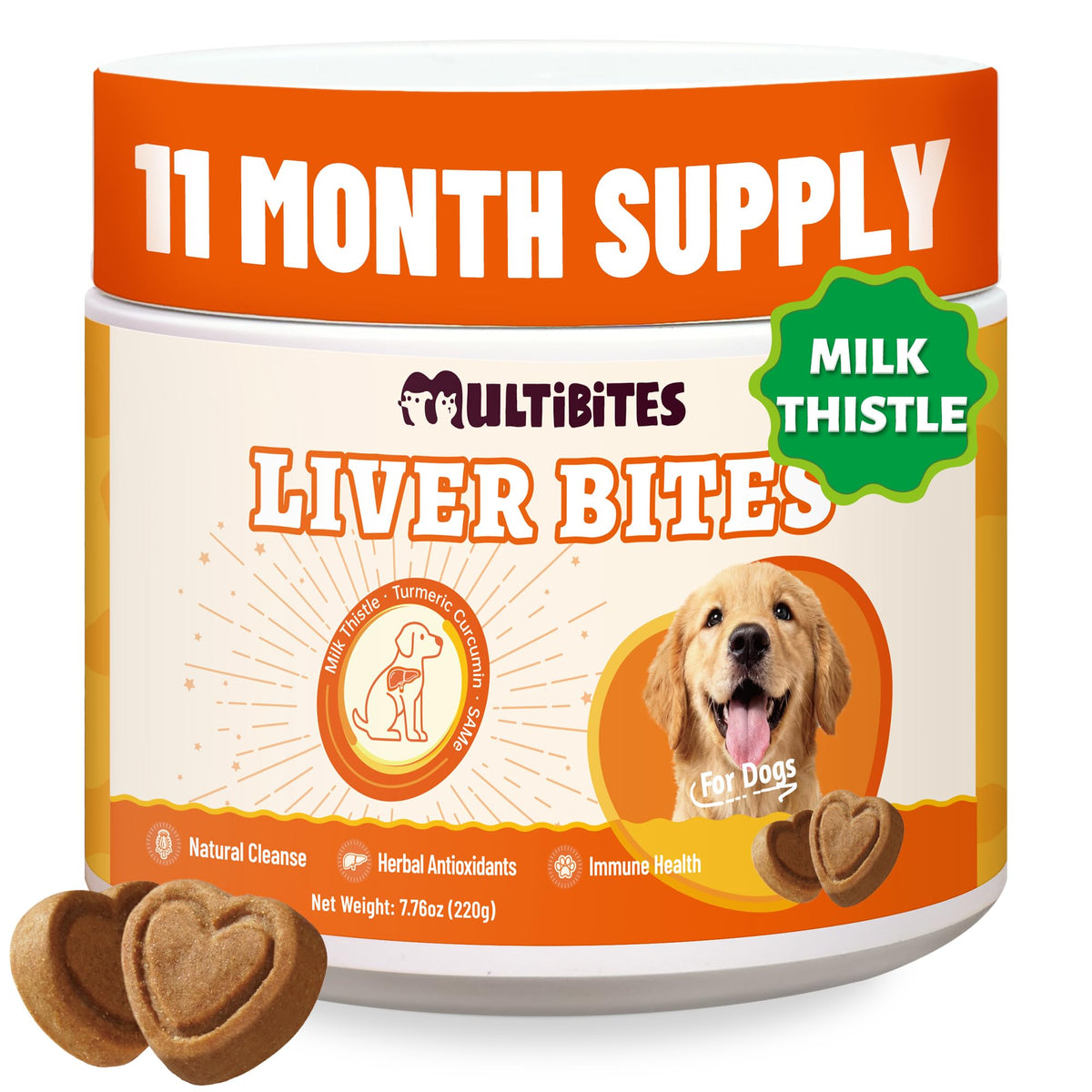 MULTIBITES packaging face avant montrant le produit et bénéfice de soutien hépatique