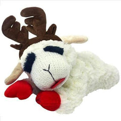 Multipet Lambchop en utilisation par petit chien pour jeu et stimulation