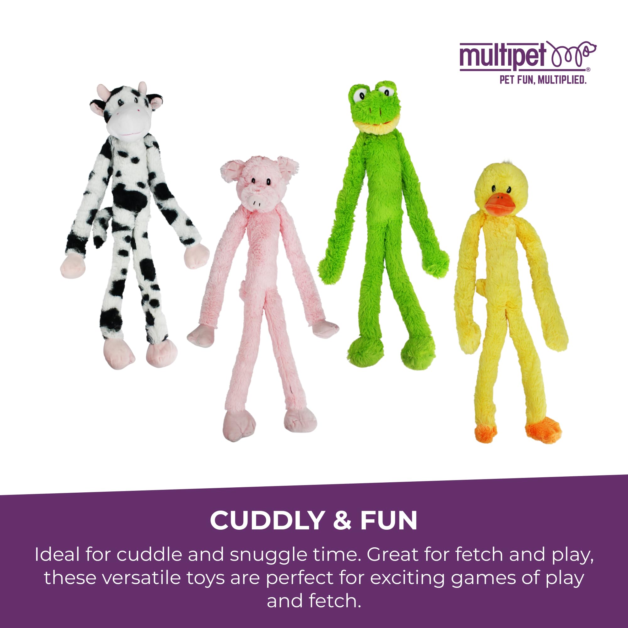 Chien jouant avec Multipet Swingin' Slevin Frog en plein air, stimule l'activité