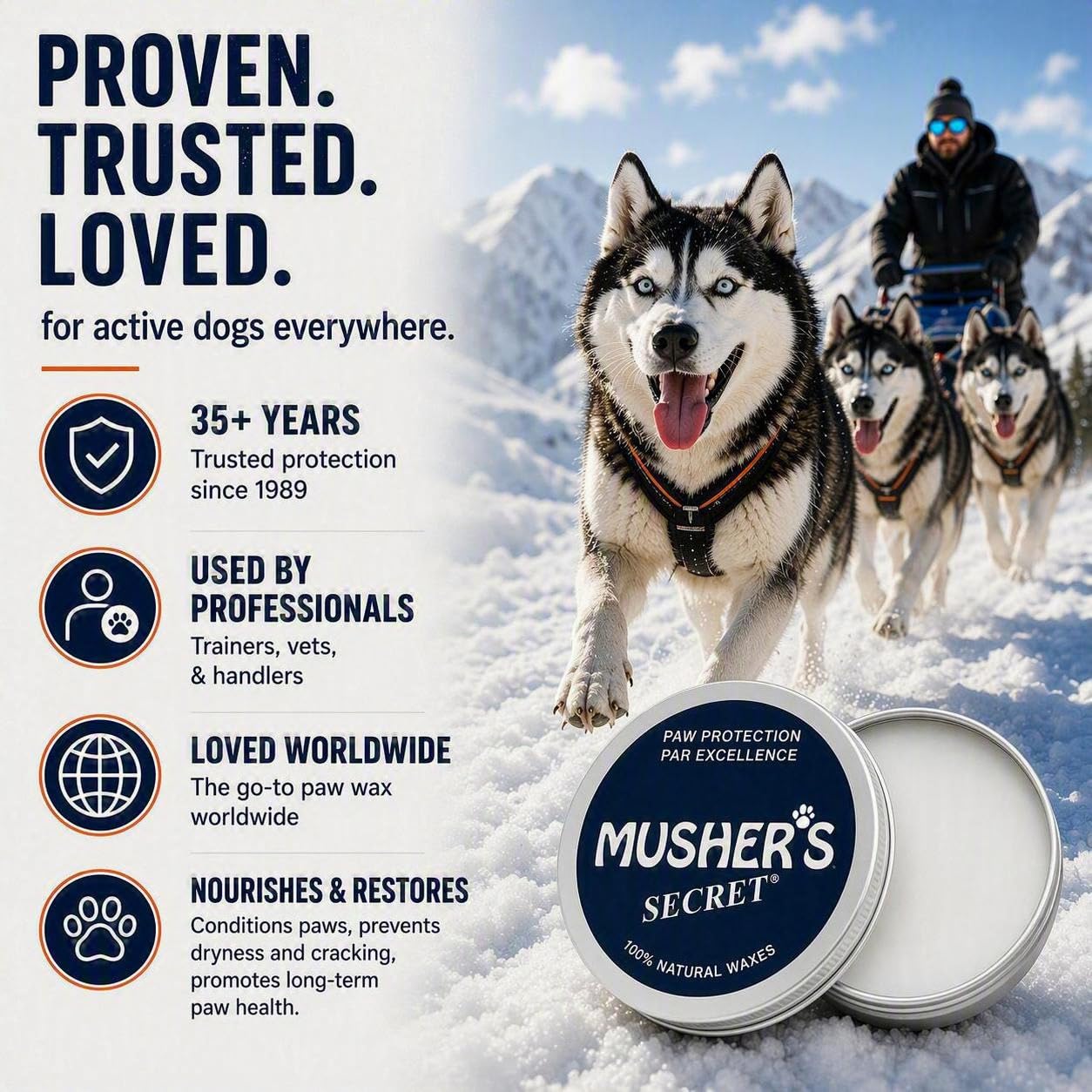 Musher's Secret étiquette détaillée révélant ingrédients naturels sûrs