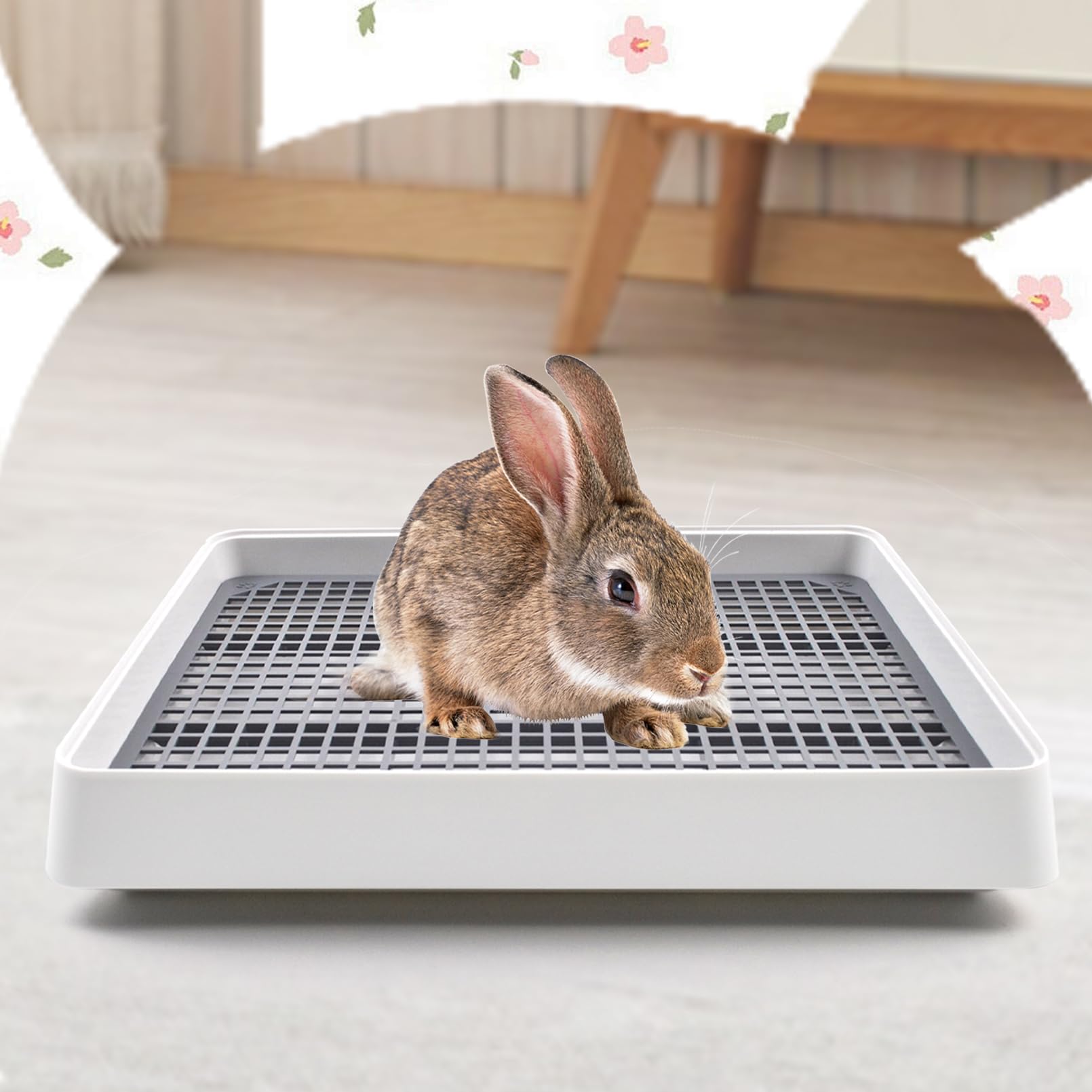 MUYG litière installée dans cage avec lapin pour propreté