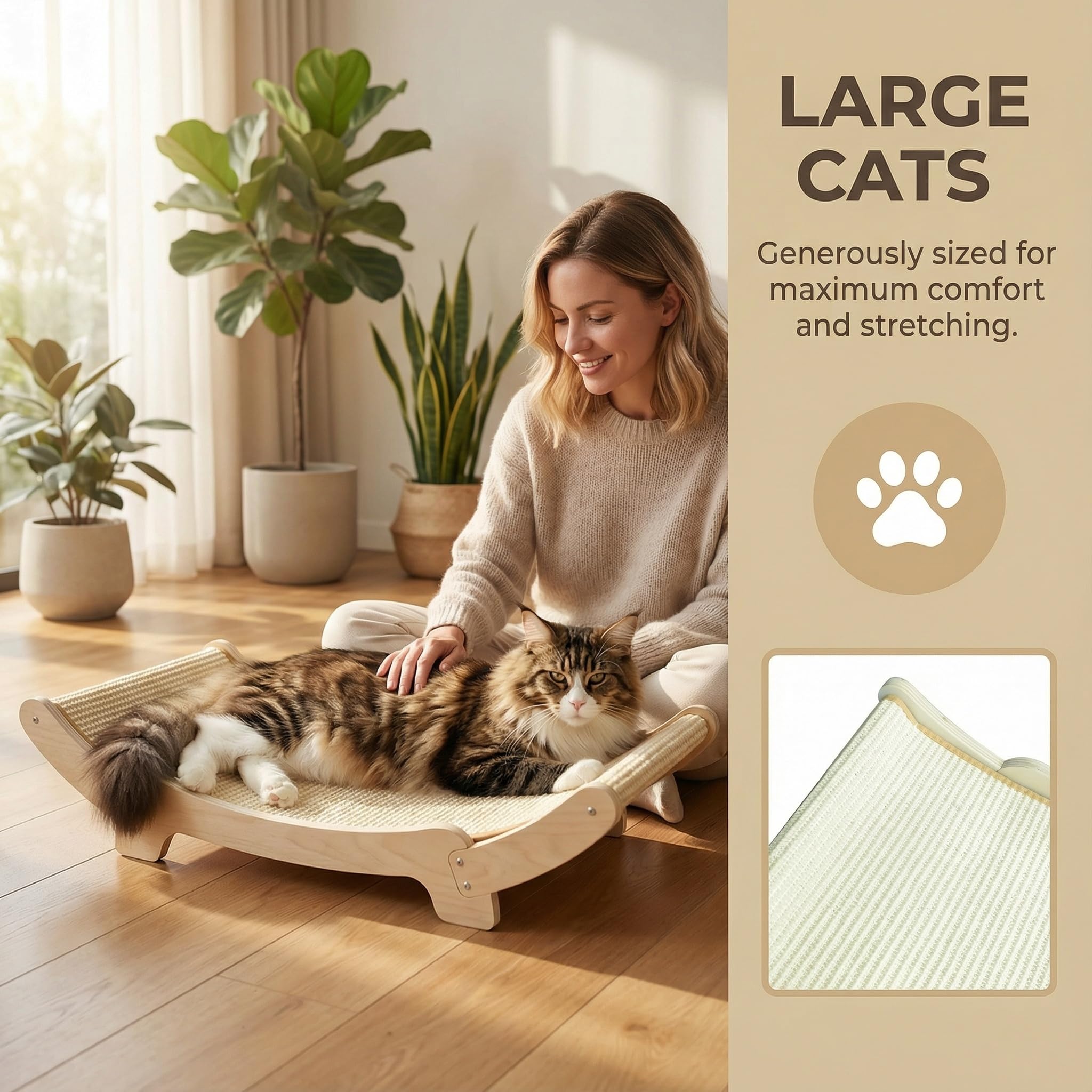 MUZIBAMA comparaison taille avec chat montrant espace généreux