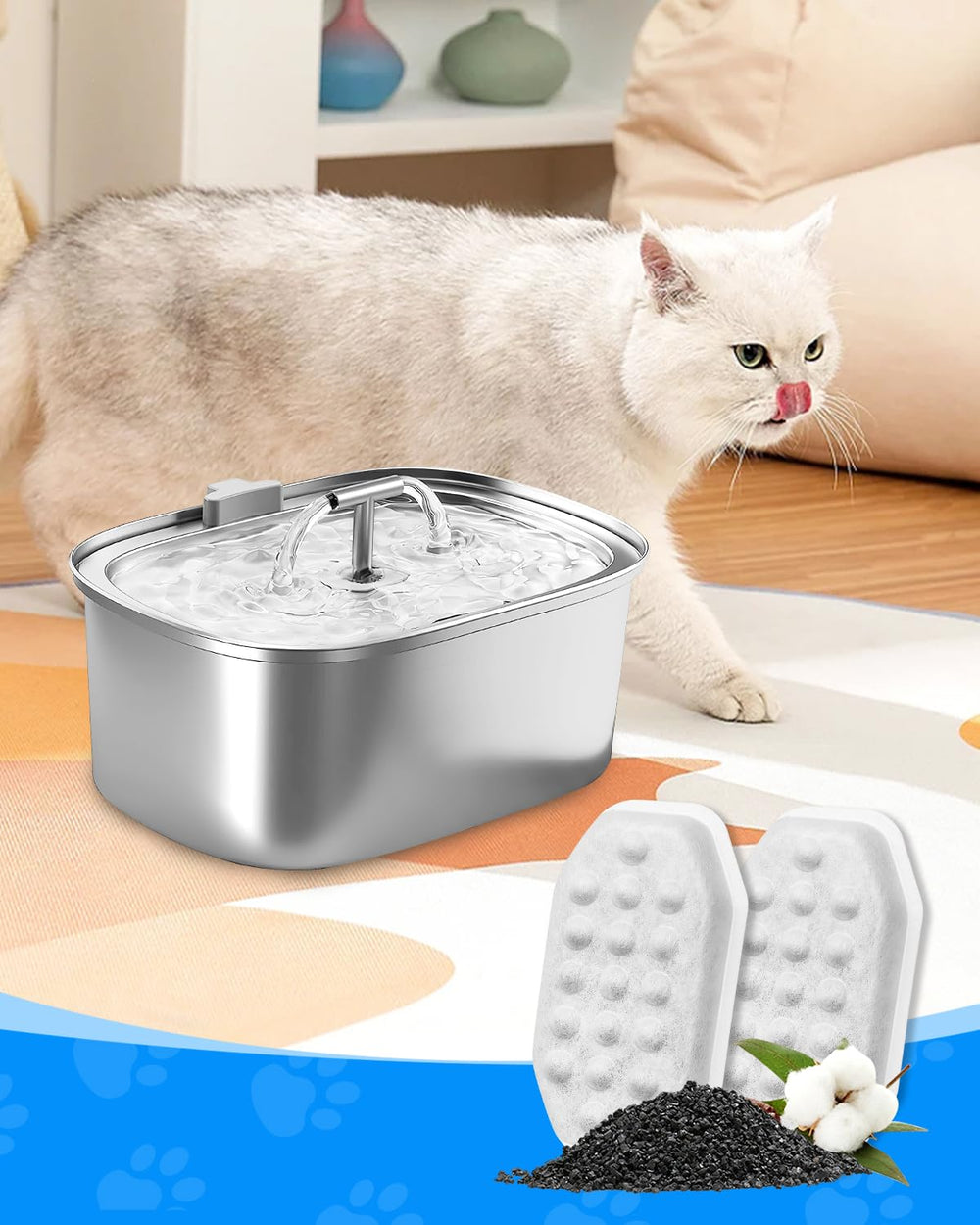 MyfatBOSS scène lifestyle fontaine et animaux buvant eau claire