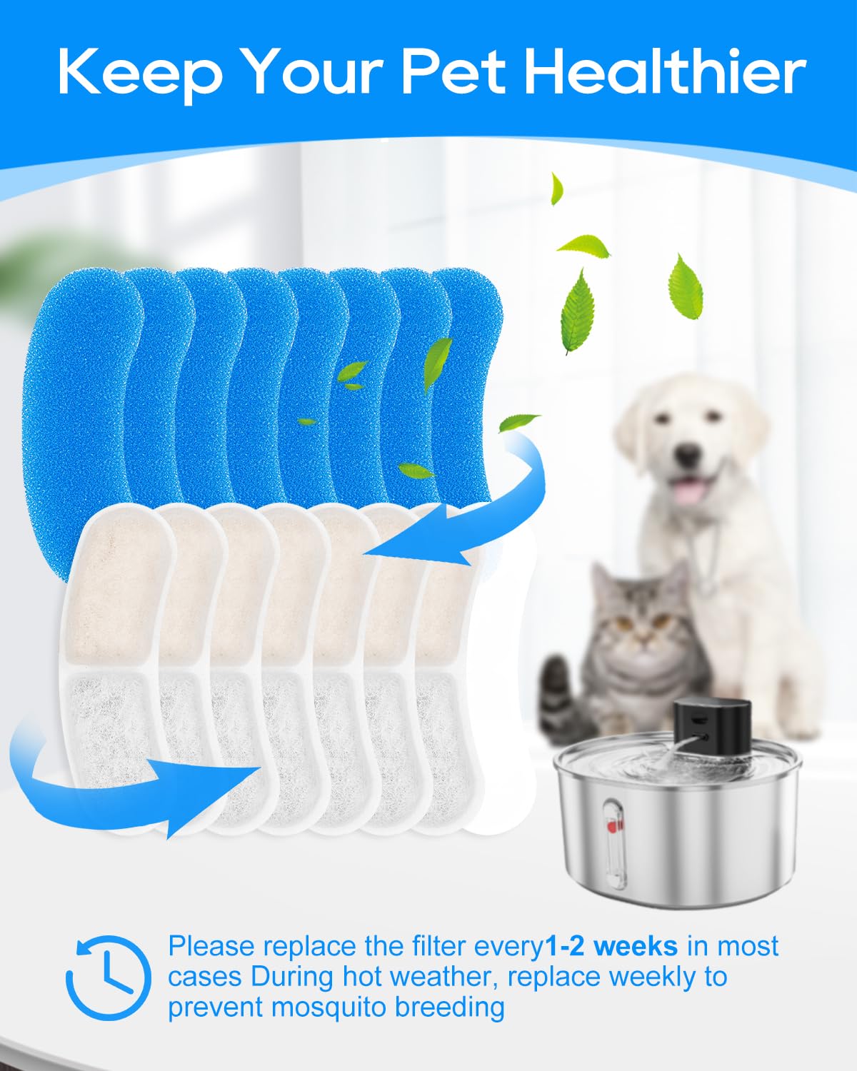 MyfatBOSS scène de vie : chat buvant à la fontaine équipée d'un filtre propre, encourage l'hydratation