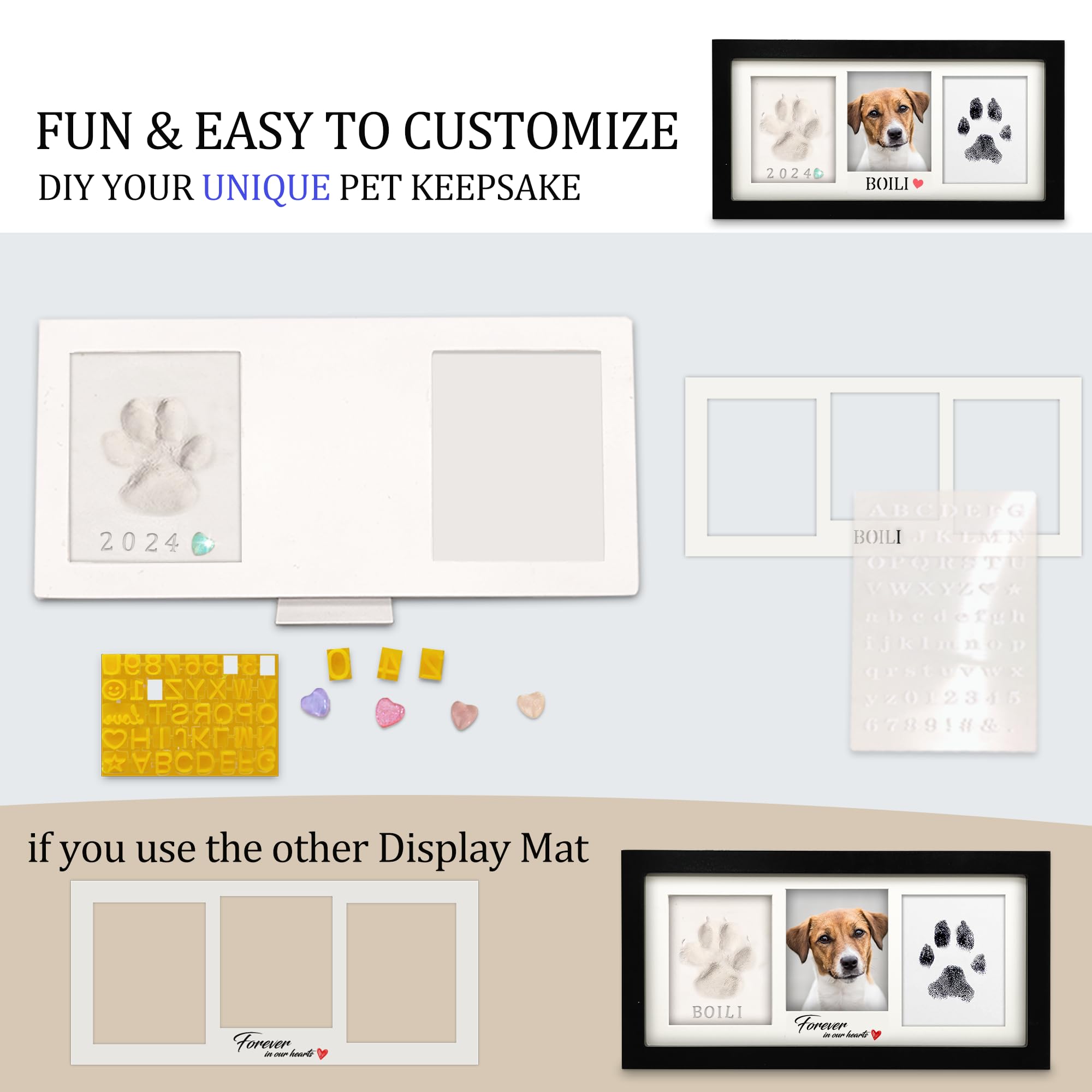 MYPAWLETS cadre exposé avec plexiglas protégeant l'empreinte, décoration durable