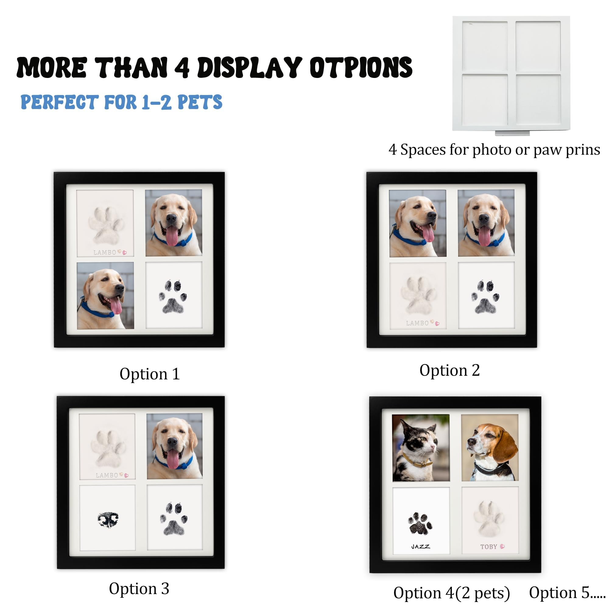 MYPAWLETS cadre exposé avec deux photos, mise en valeur du souvenir