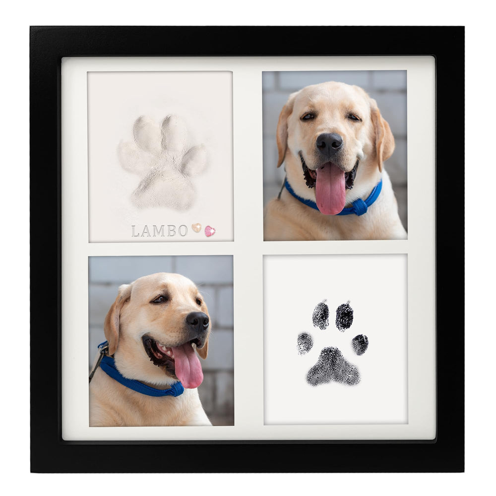 MYPAWLETS cadre noir présentant empreintes et photos, souvenir élégant