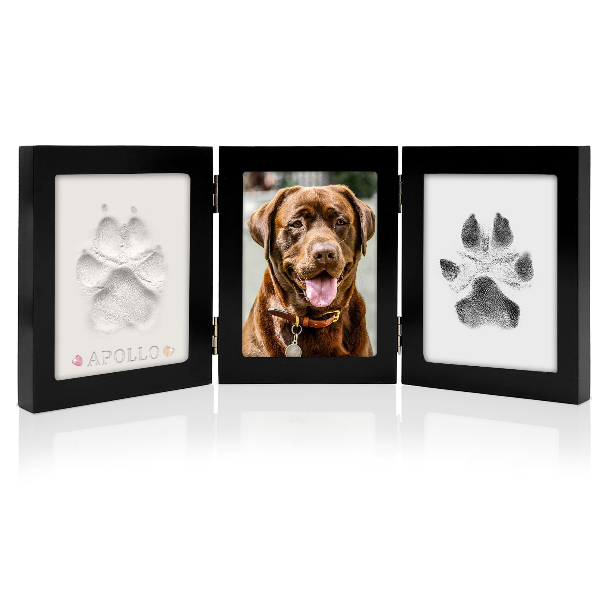 MYPAWLETS cadre noir face montrant empreinte et photo, beau souvenir exposable