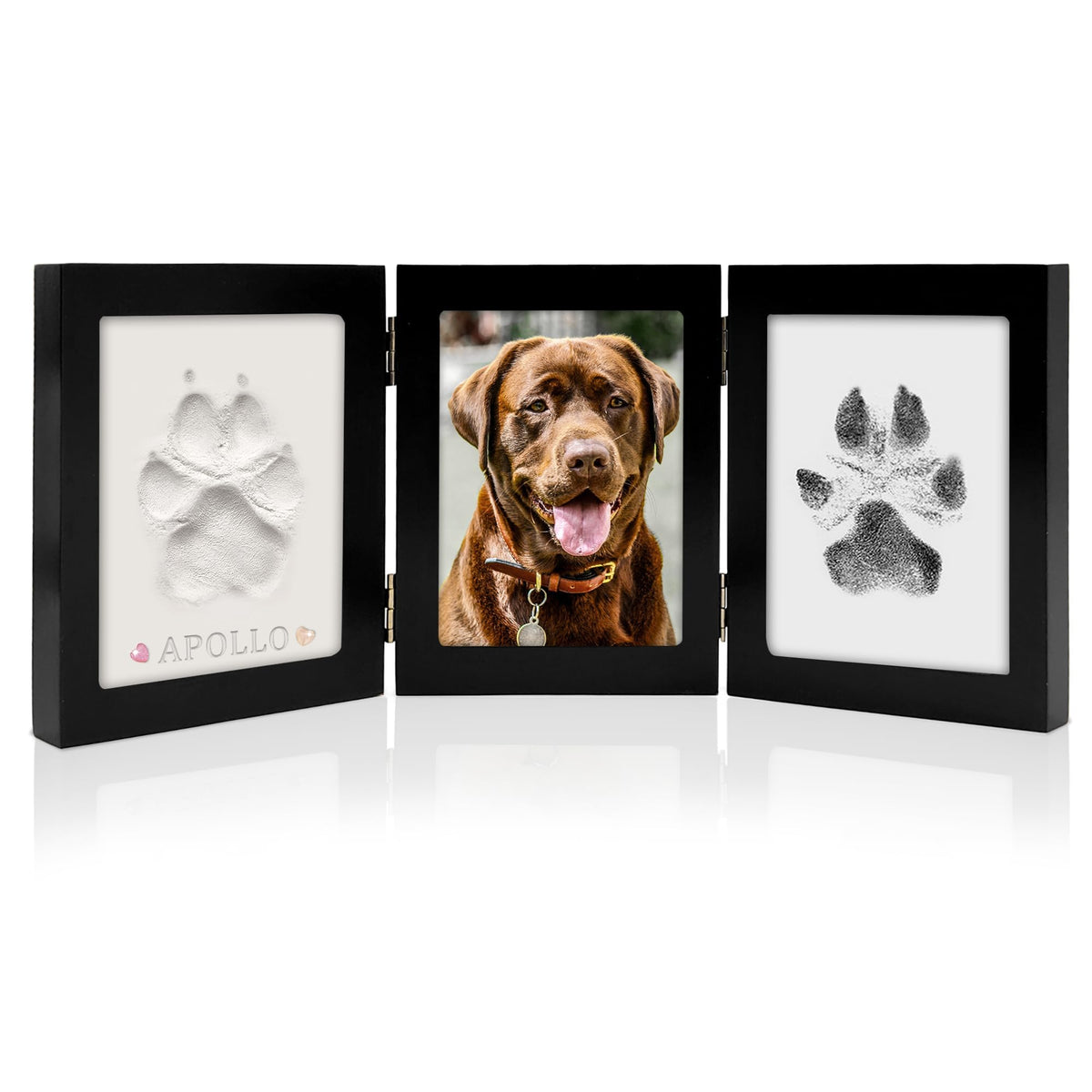 MYPAWLETS cadre noir face montrant empreinte et photo, beau souvenir exposable