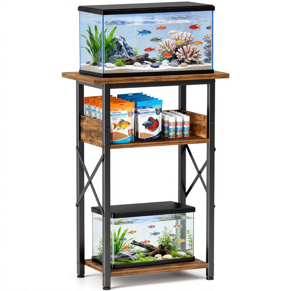 MZNZ face avant du support aquarium montrant stabilité et design pratique