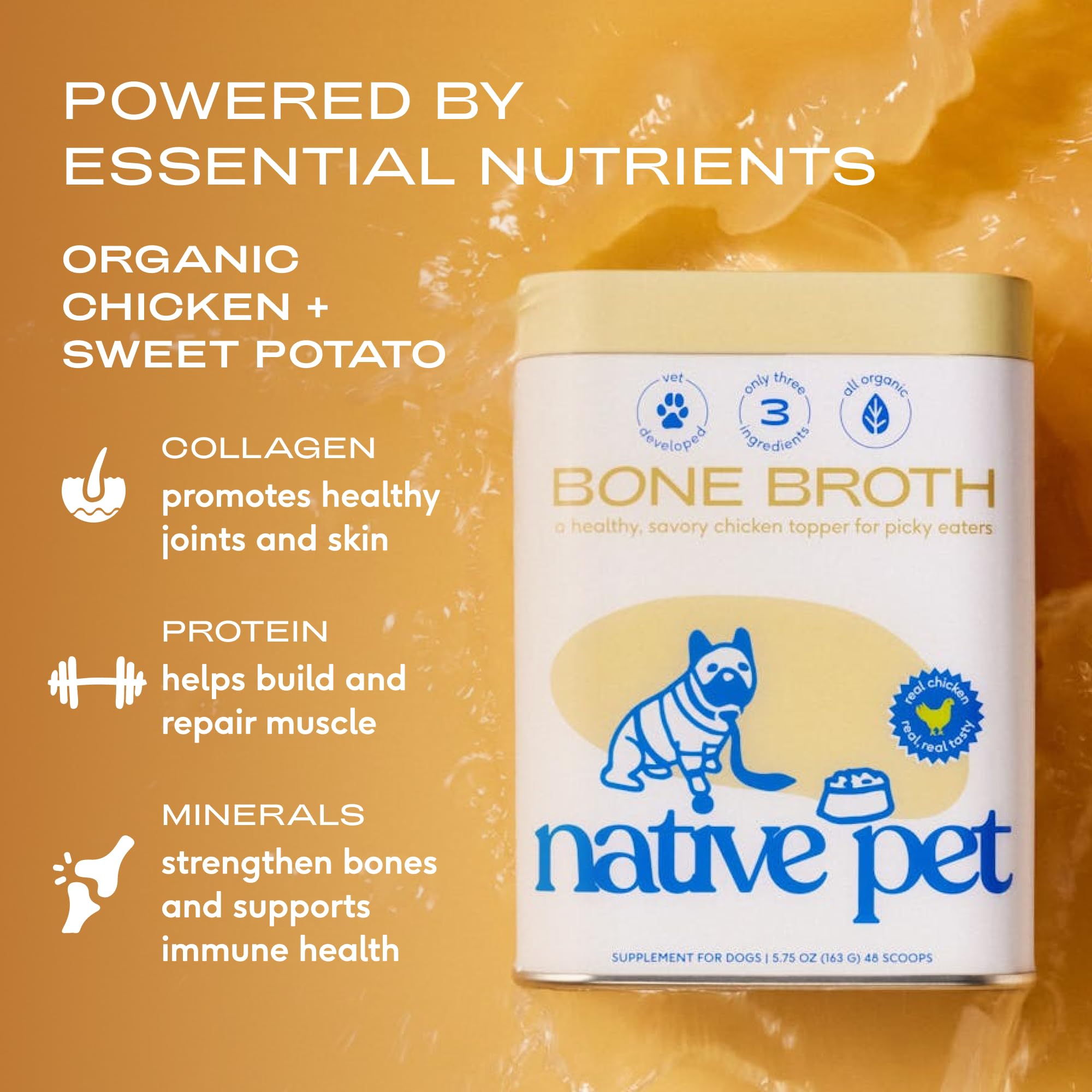 Native Pet bouillon préparé dans une coupelle améliorant appétence