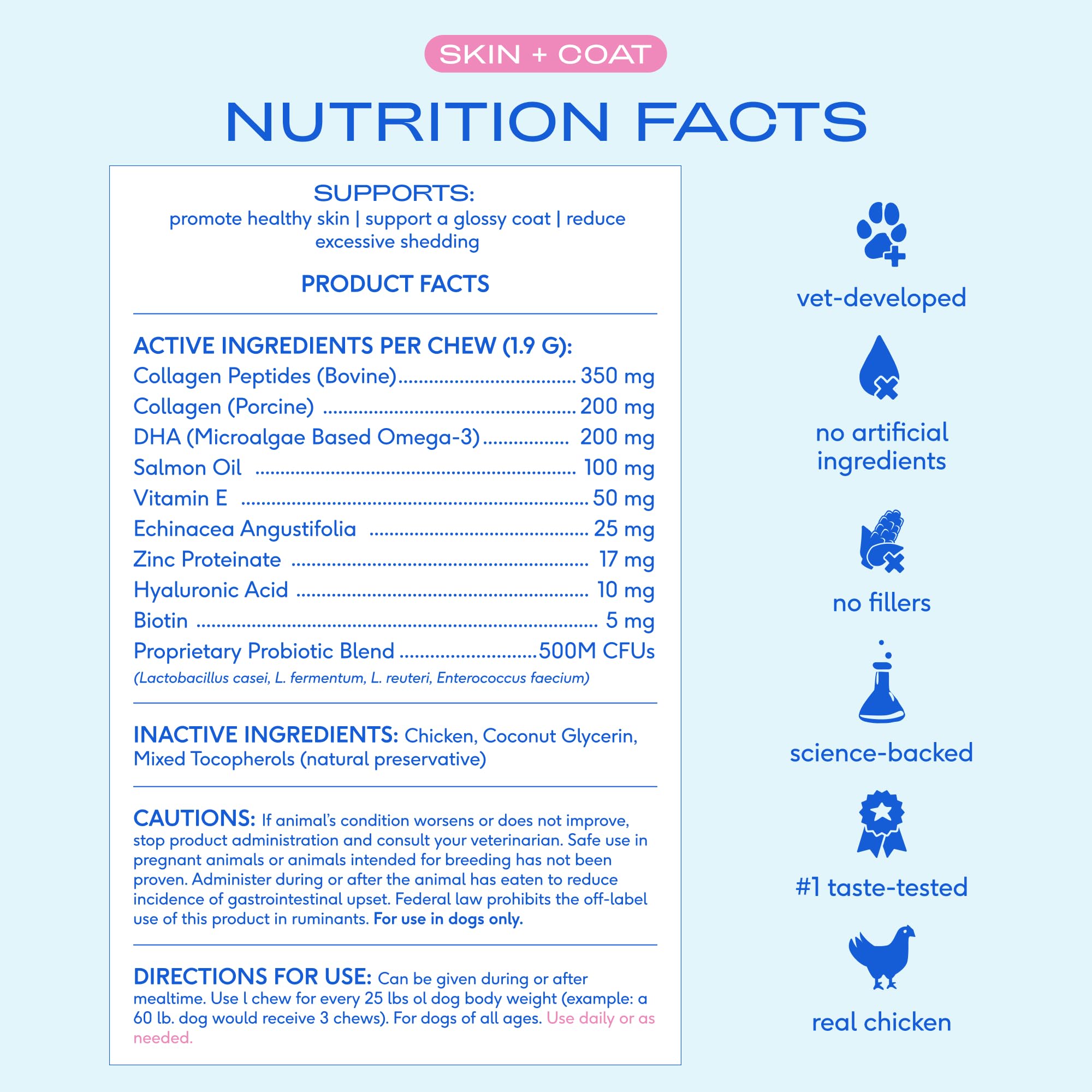 Native Pet étiquette nutrition en gros plan, bénéfice transparence des composants