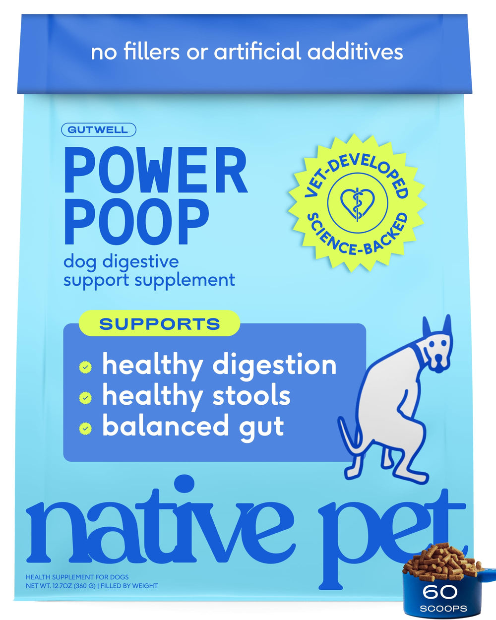 Native Pet pot GutWell face montrant l'emballage et facilité d'utilisation