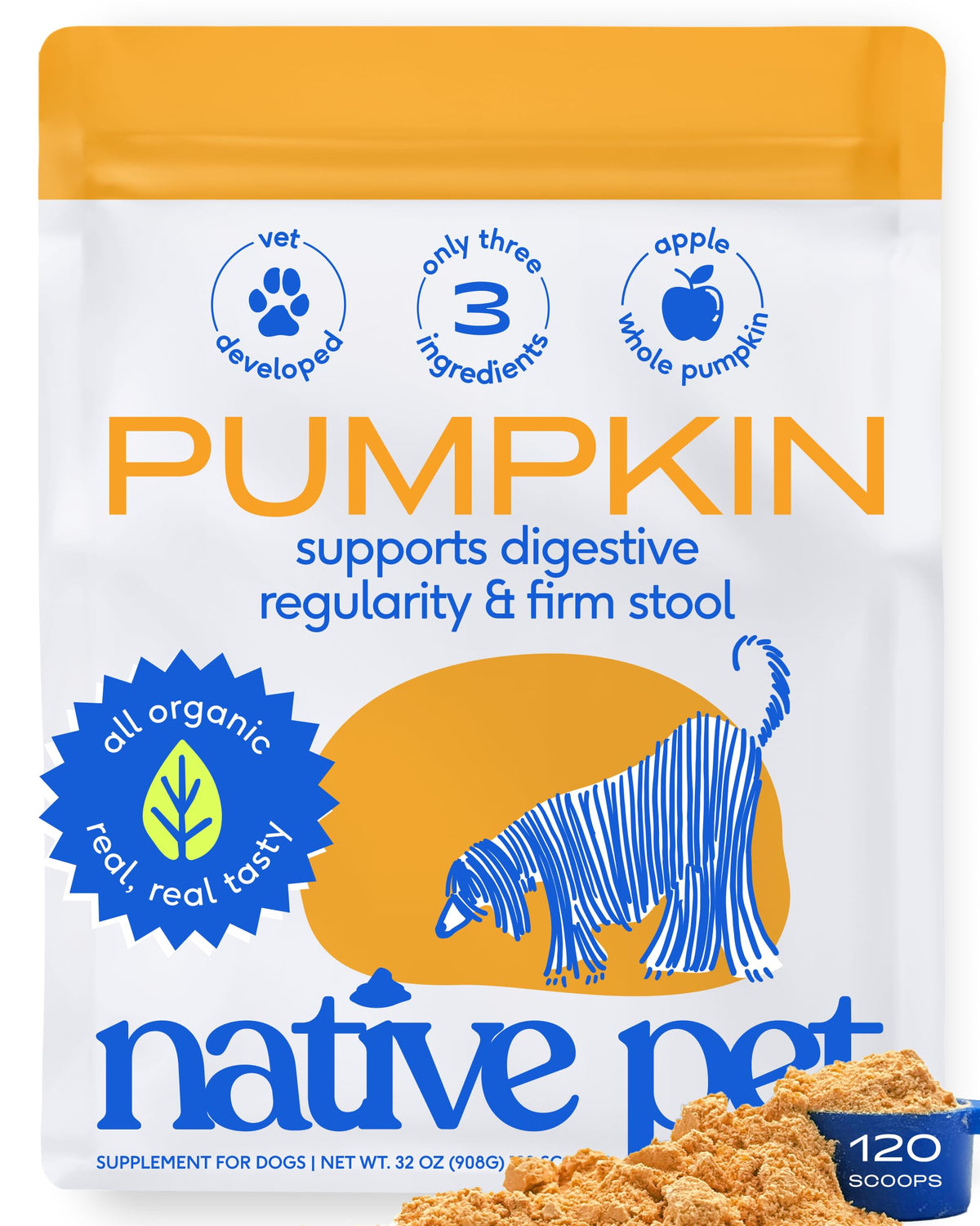Native Pet packaging face avant montrant le pot et l'information clé pour une conservation facile