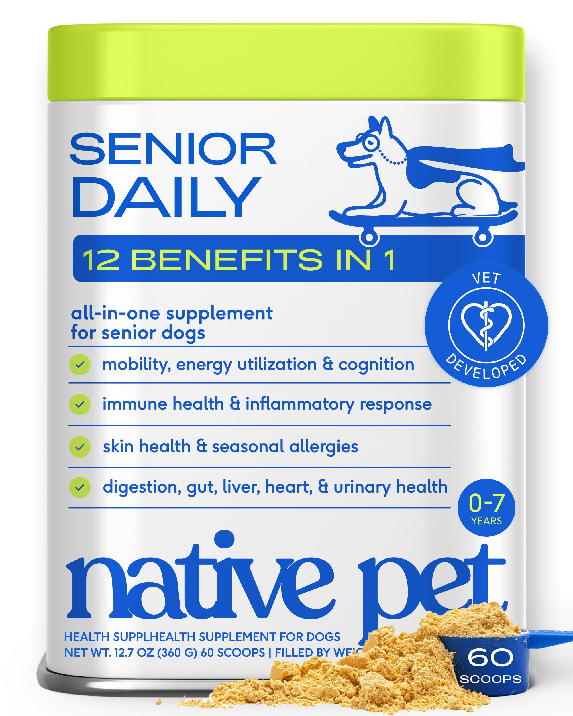 Native Pet pot face avant montrant l'étiquette et l'usage quotidien bénéfique