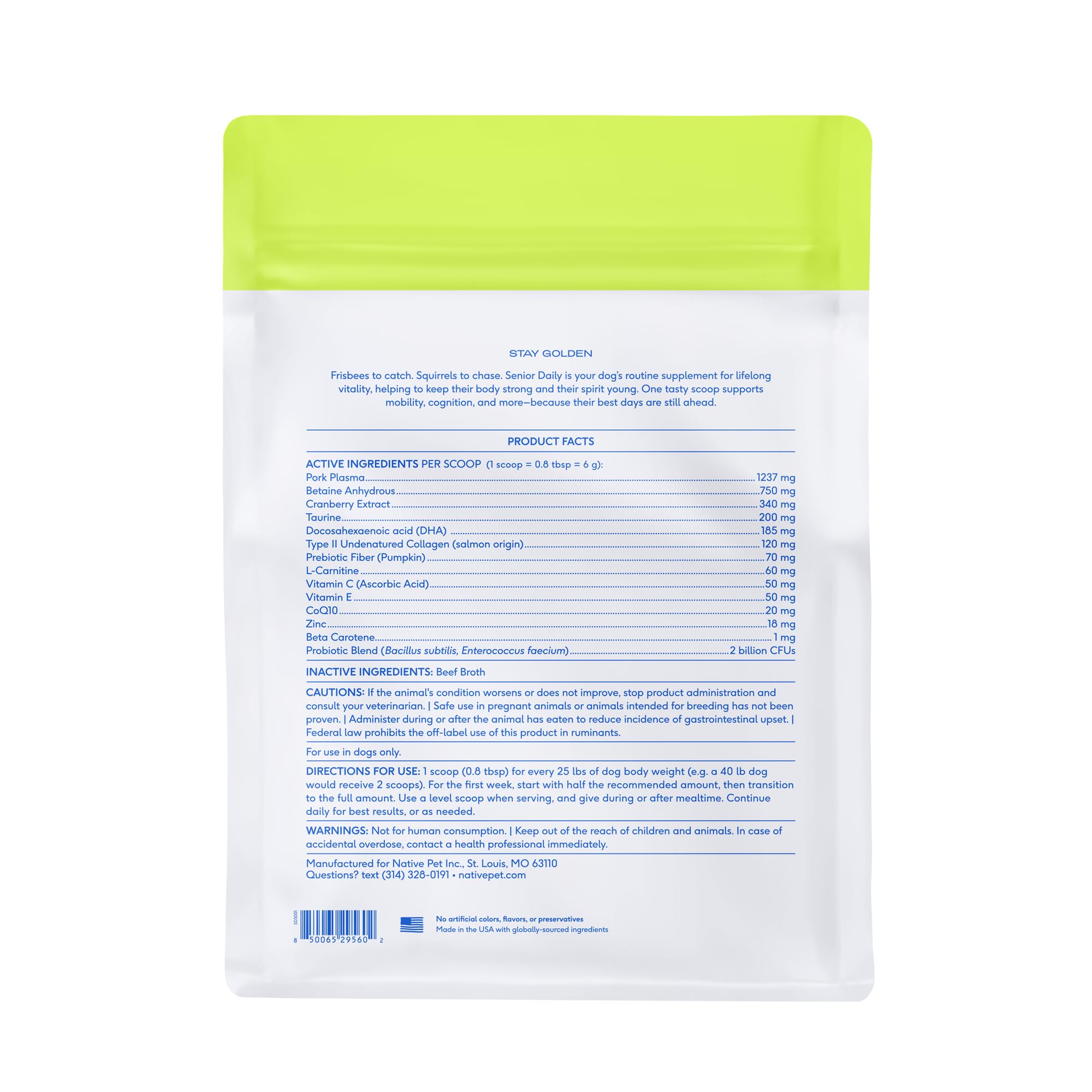Native Pet pelage brillant montrant amélioration de la peau et du poil