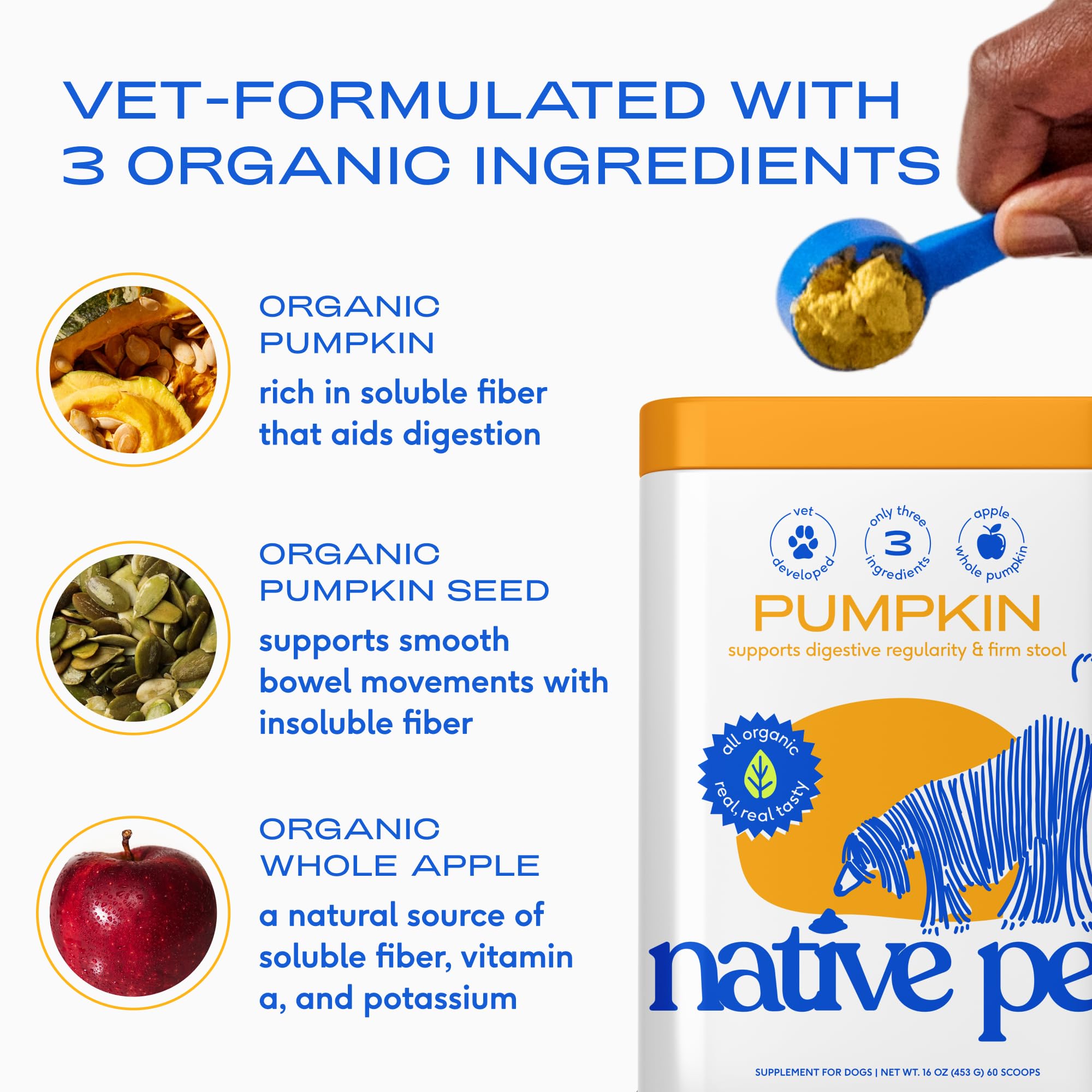 Native Pet texture de la poudre affichant consistance fine et mélange facile