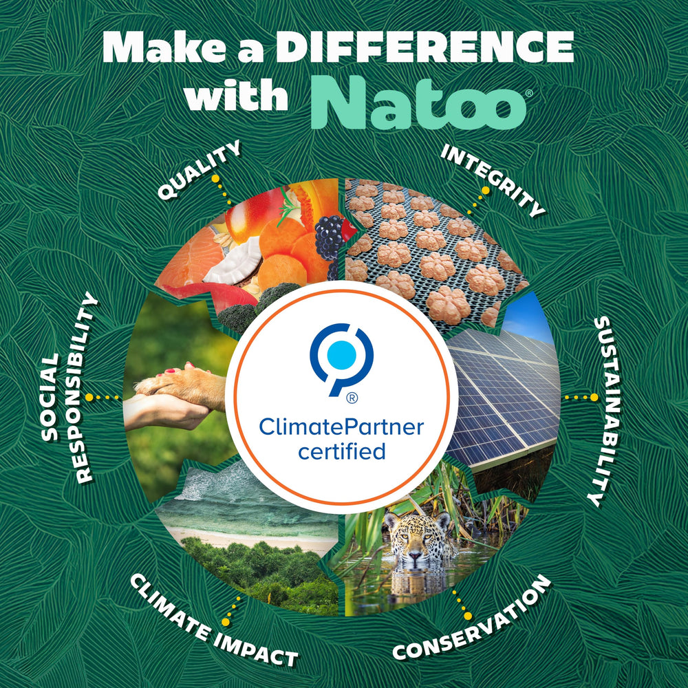 NATOO comparaison taille du sachet dans une main, pratique et portionnable