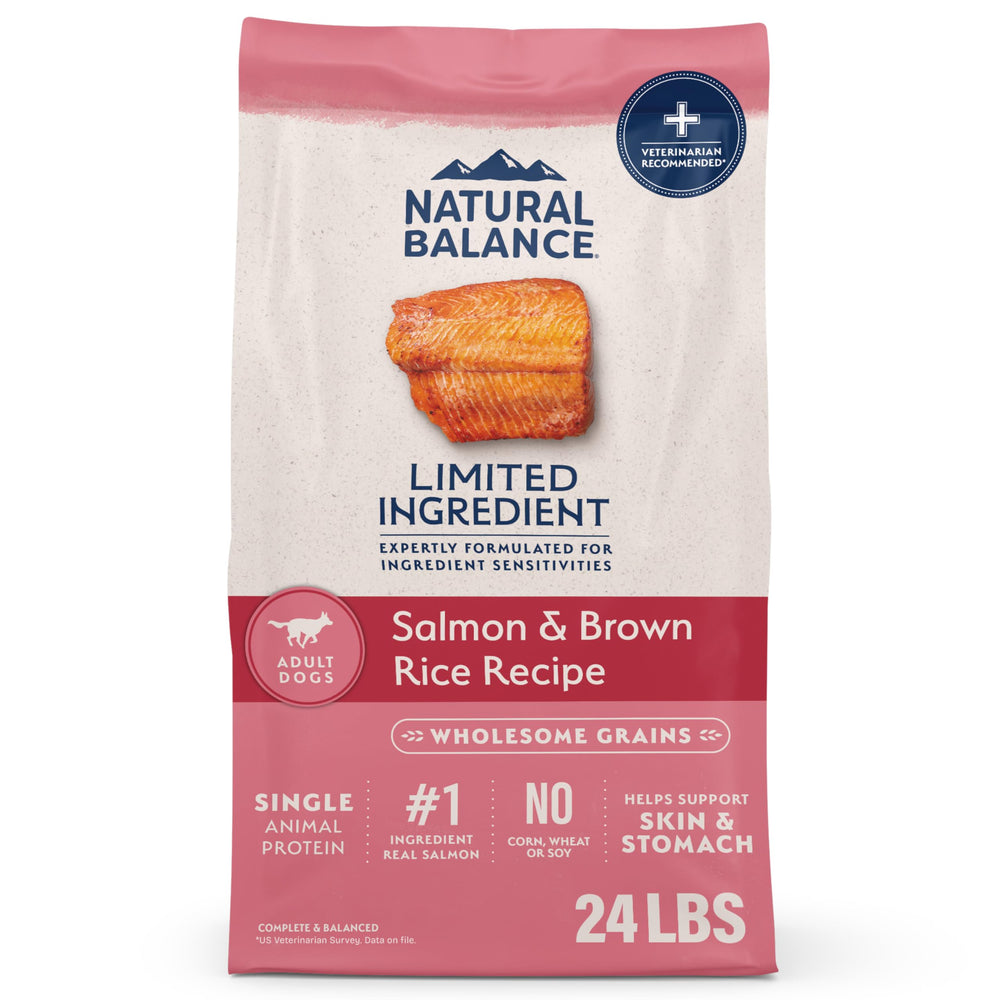 Natural Balance emballage 24 lb montrant le sac et informations produit pour tranquillité d'esprit