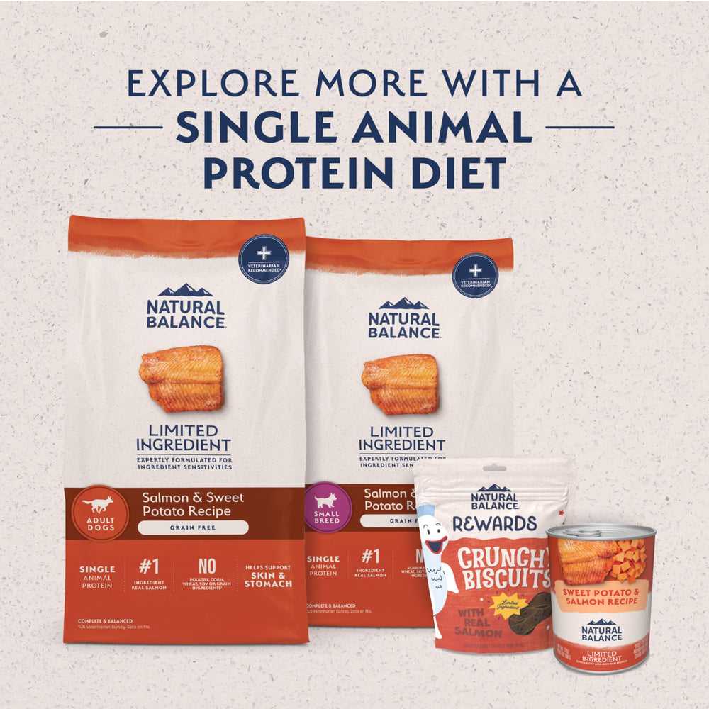 Natural Balance comparaison échelle montrant taille de croquette adaptée petits chiens