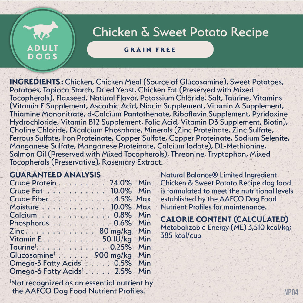 Natural Balance emballage marque visible garantissant ingrédients limités